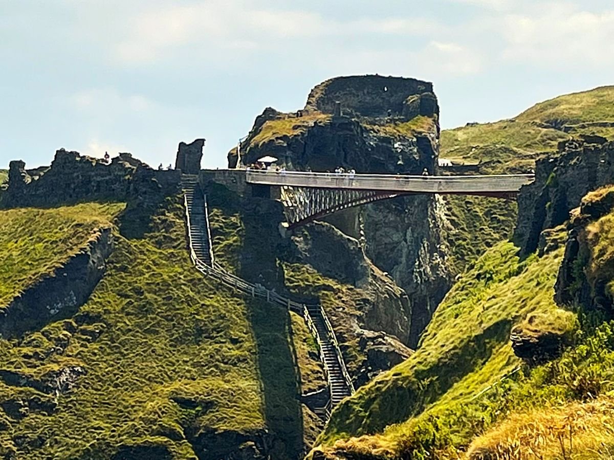 Tintagel Castle ruins on the cliffs of north Cornwall
