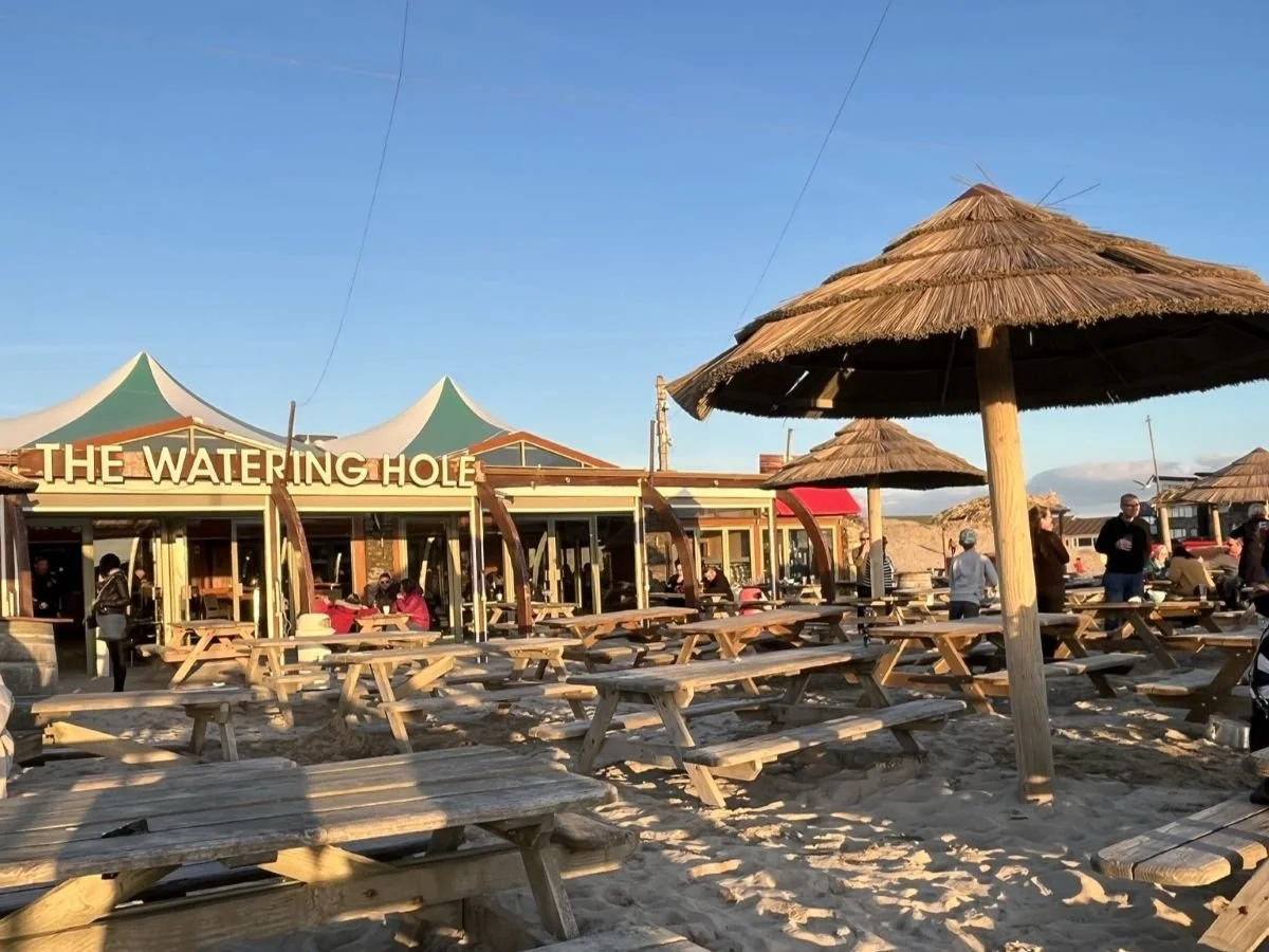 The Watering Hole beach bar at Perranporth Beach Cornwall