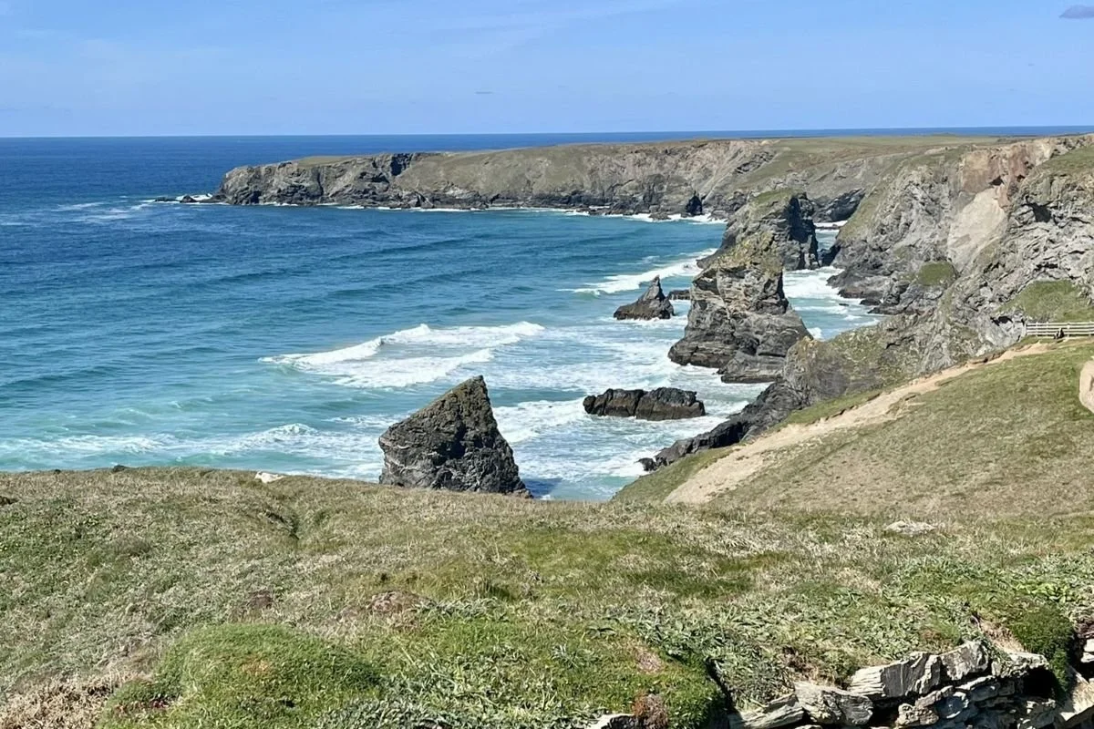 Bedruthan Steps dramatic coastline on the north Cornwall coast