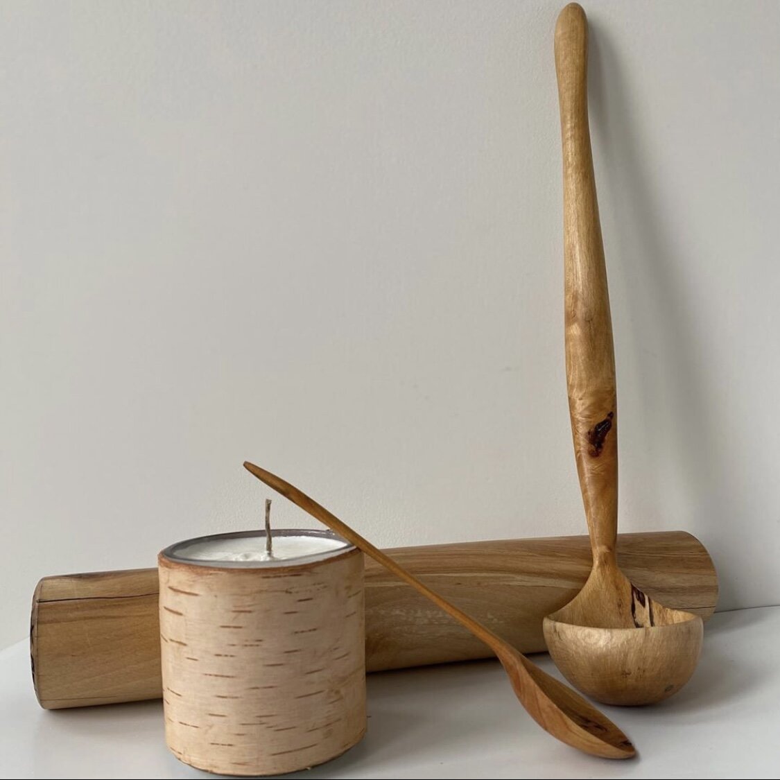 Birch Rolling Pin, Ladle & Candle 