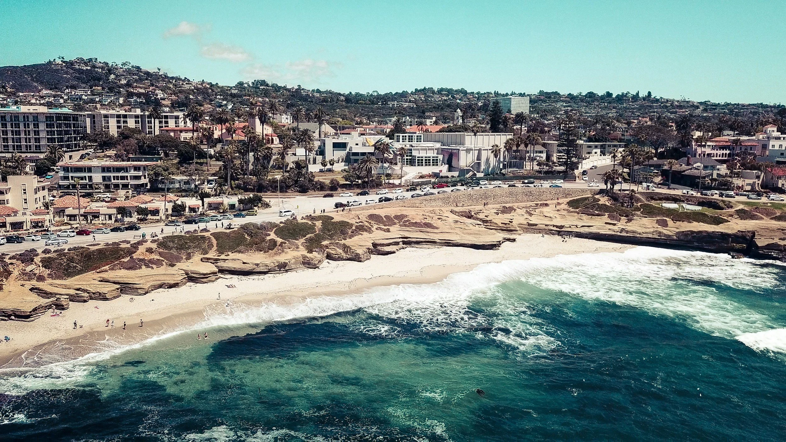 Aerial view of the La Jolla coastline in San Diego, California
