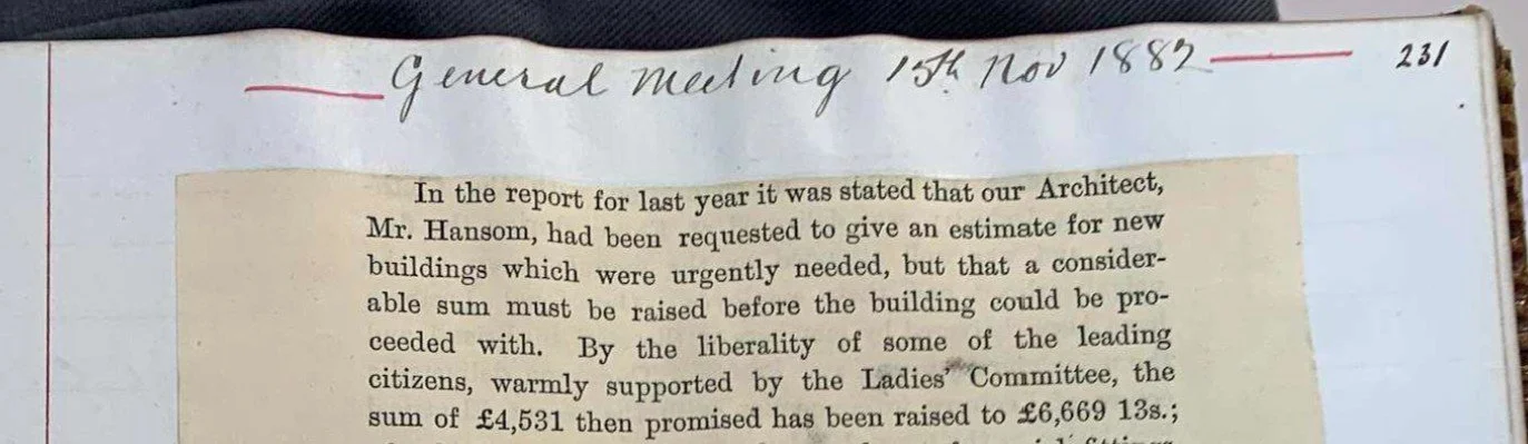 Snippet of text describing the general meeting for the UBC in 1882