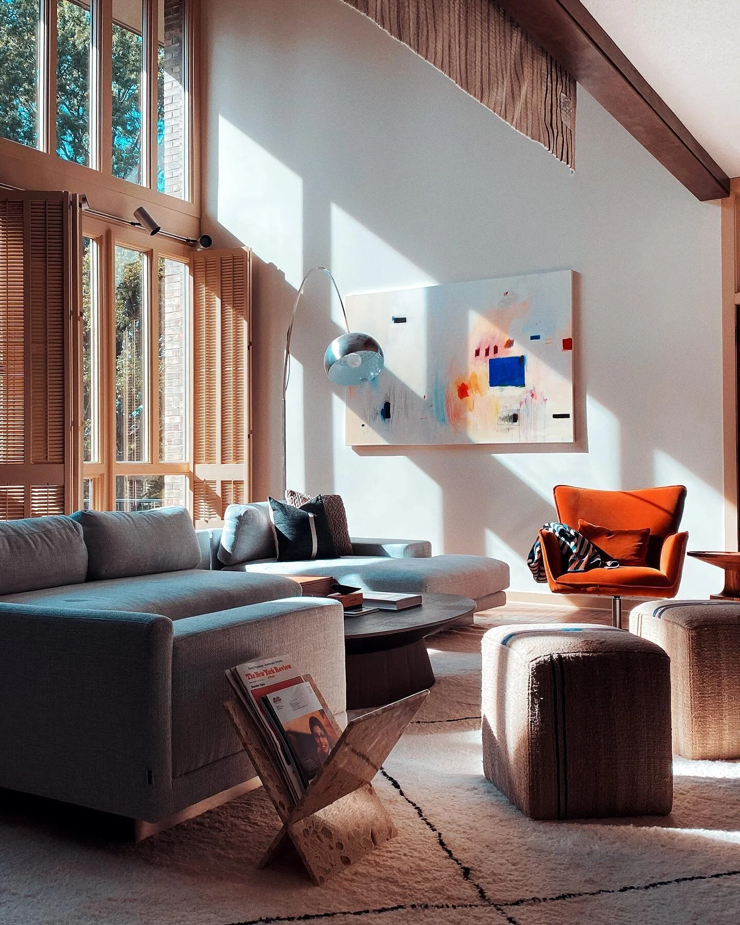 New commission piece 72&rdquo; x 48&rdquo; on canvas. Oil pastels, house paint, acrylic and charcoal. Such a beautiful residence in Columbia done by Brasstacks, and to think they are not even finished. Can&rsquo;t wait to see the finished interior!

