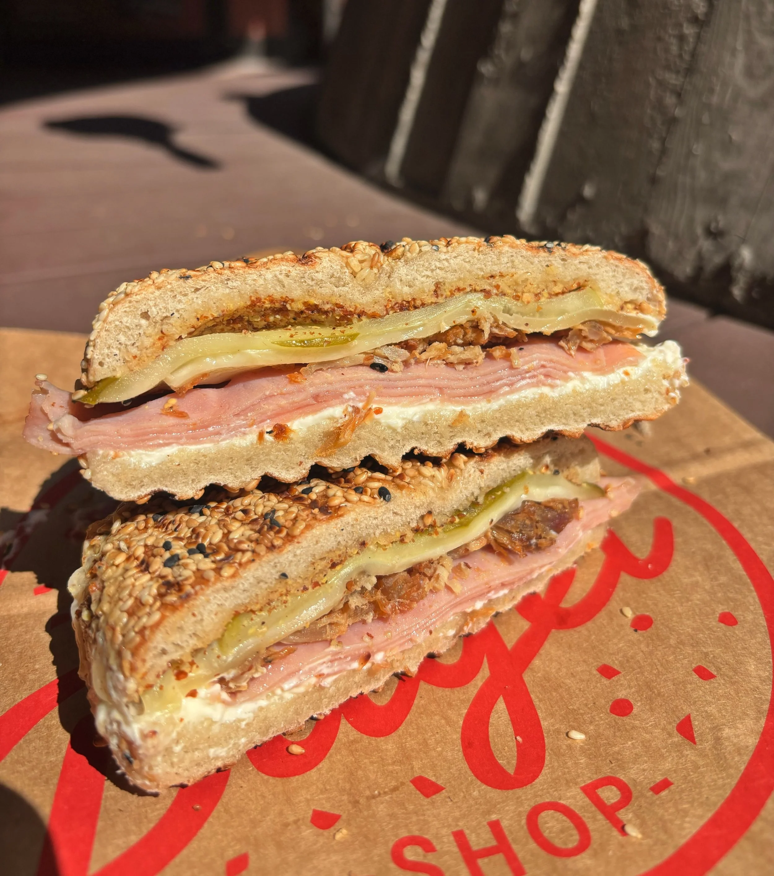 New Cubano sandwich is 🔥 Have you tried it yet? Comment down below which bagel you&rsquo;d have it on!