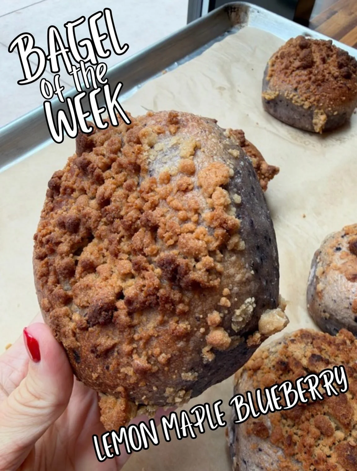 BOTW! Lemon Maple Blueberry! Blueberry &amp; lemon sourdough topped with maple streusel! Reminder that the proceeds from every BOTW sold this week will go to the Alzheimer&rsquo;s Association! 💜 Last year we raised $4000! Let&rsquo;s see if we can b