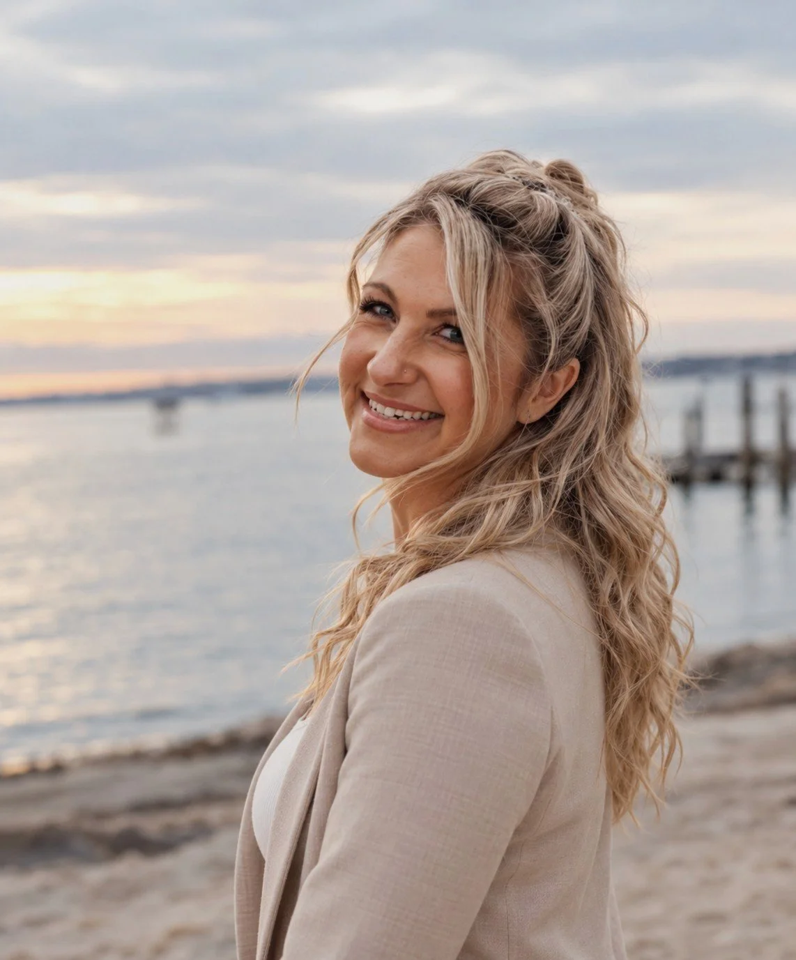 Blonde women at the beach