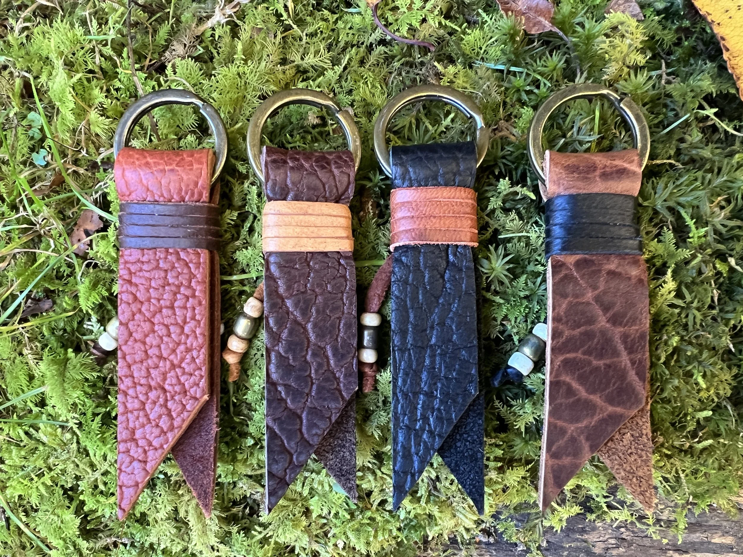 Buffalo Keychain with Deerskin Wrap