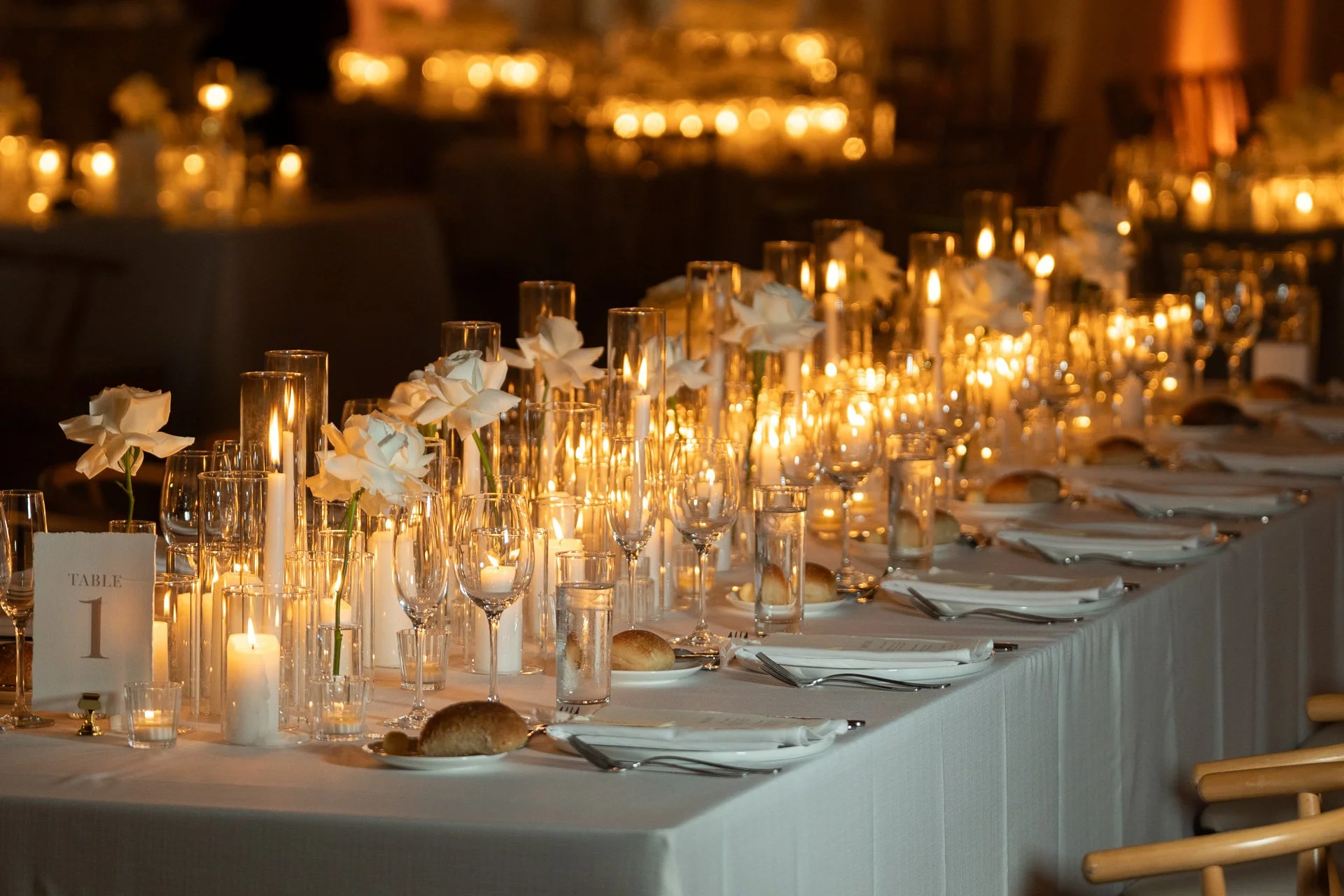 Miami Beach Edition luxury, romantic modern tablescape reception