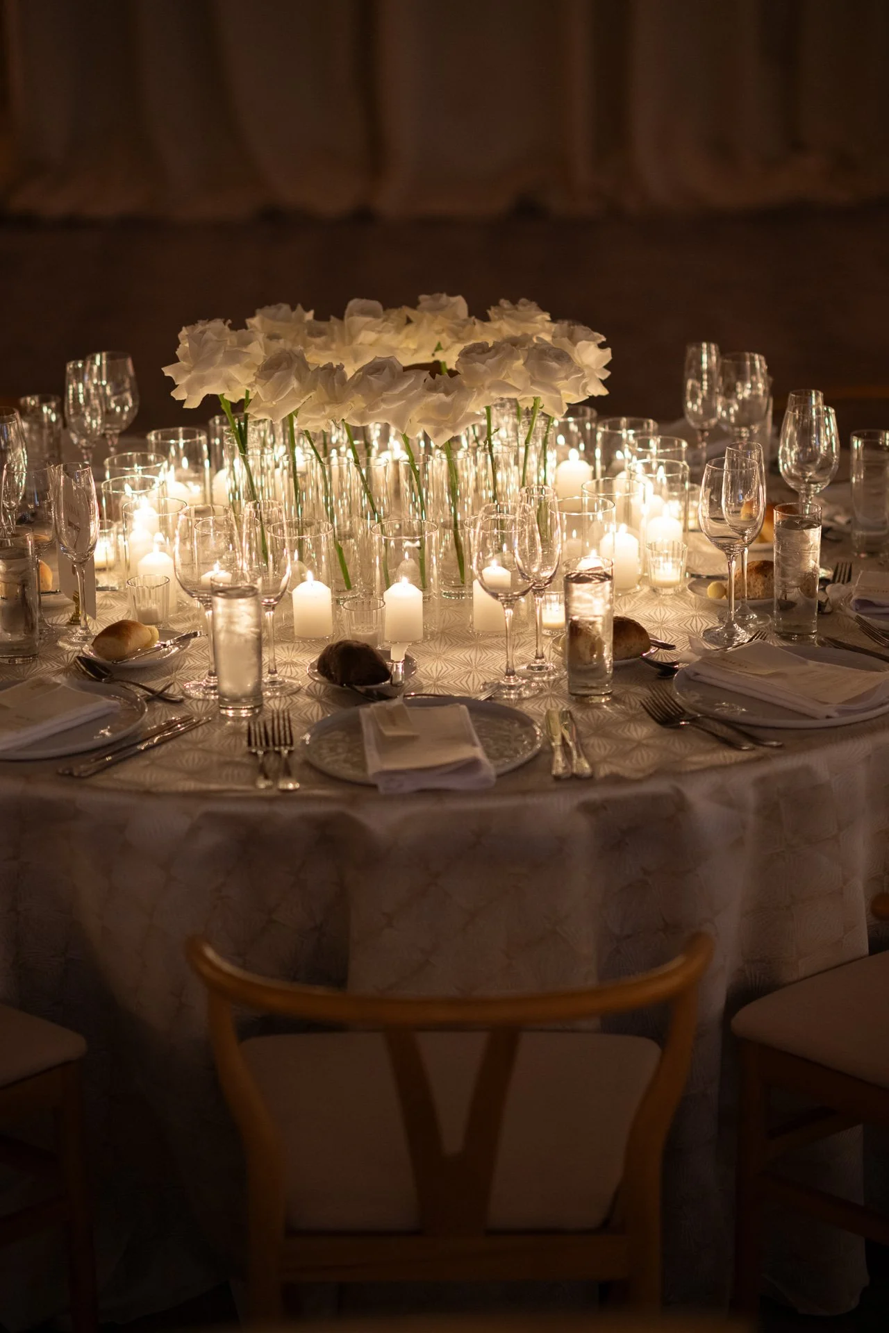 Miami Beach Edition luxury, romantic modern tablescape reception