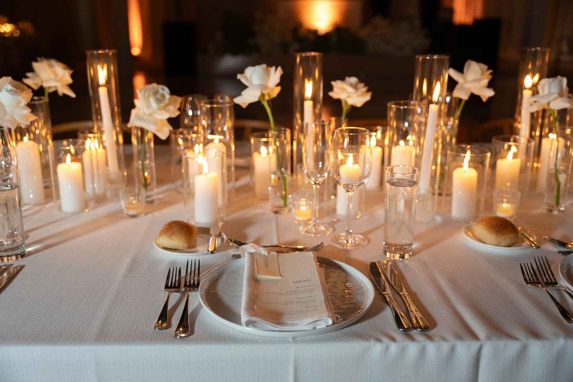 Miami Beach Edition luxury, romantic modern tablescape reception