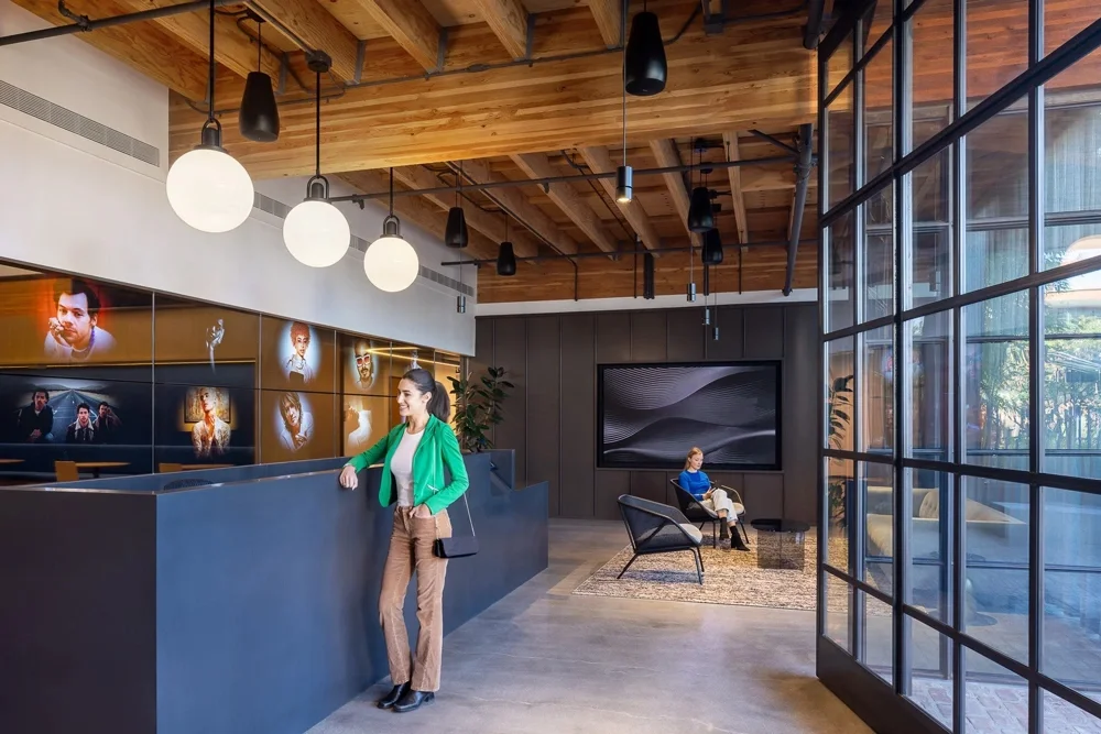 Reception area at Universal Music Publishing Group’s Santa Monica office, designed by Gensler. 