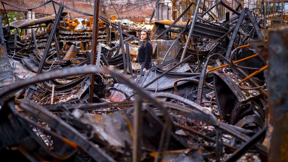 Charred structure remains from the Altadena fire documented for ISS LA Fire Relief