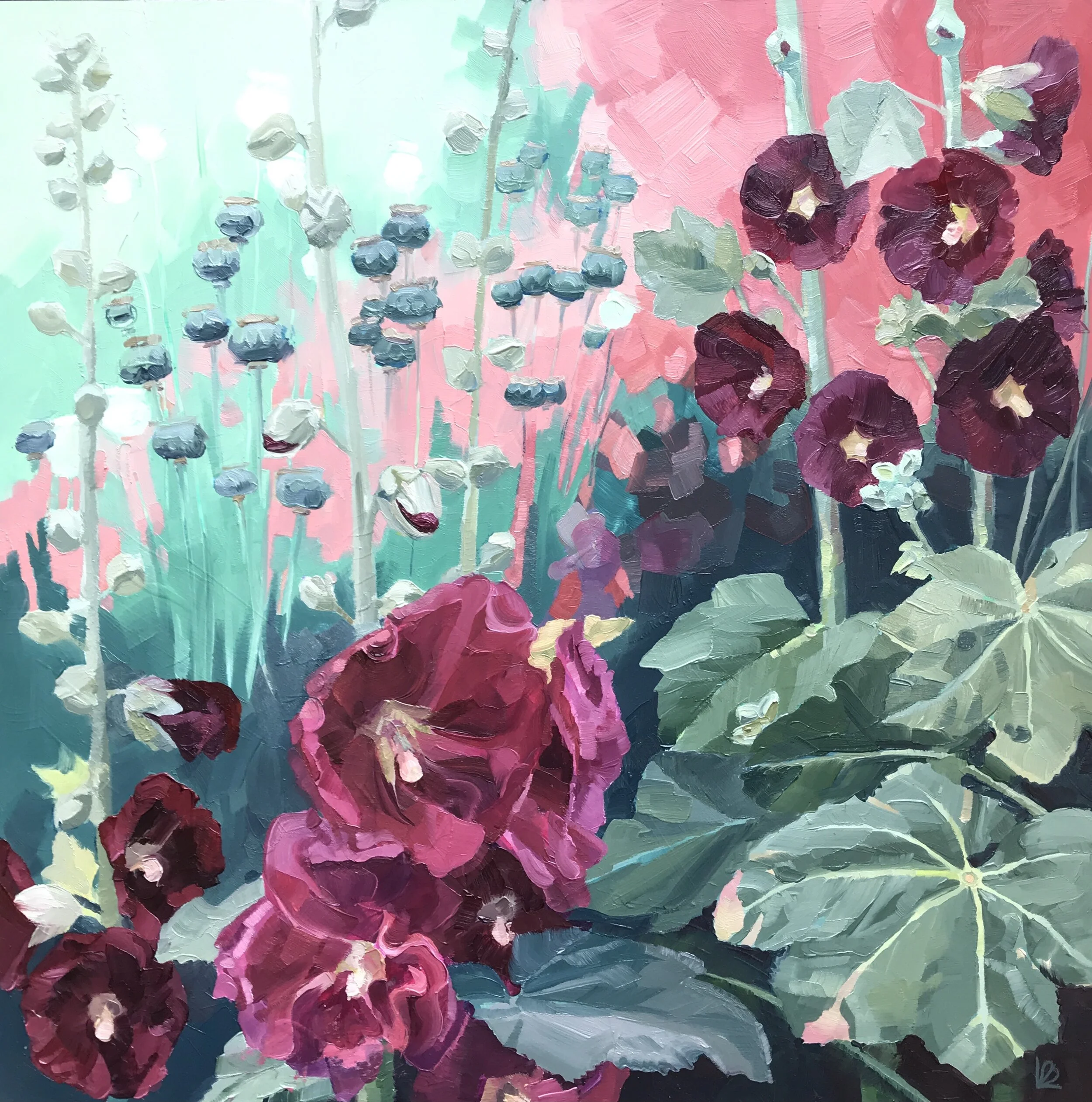 HOLLYHOCKS &amp; POPPY HEADS