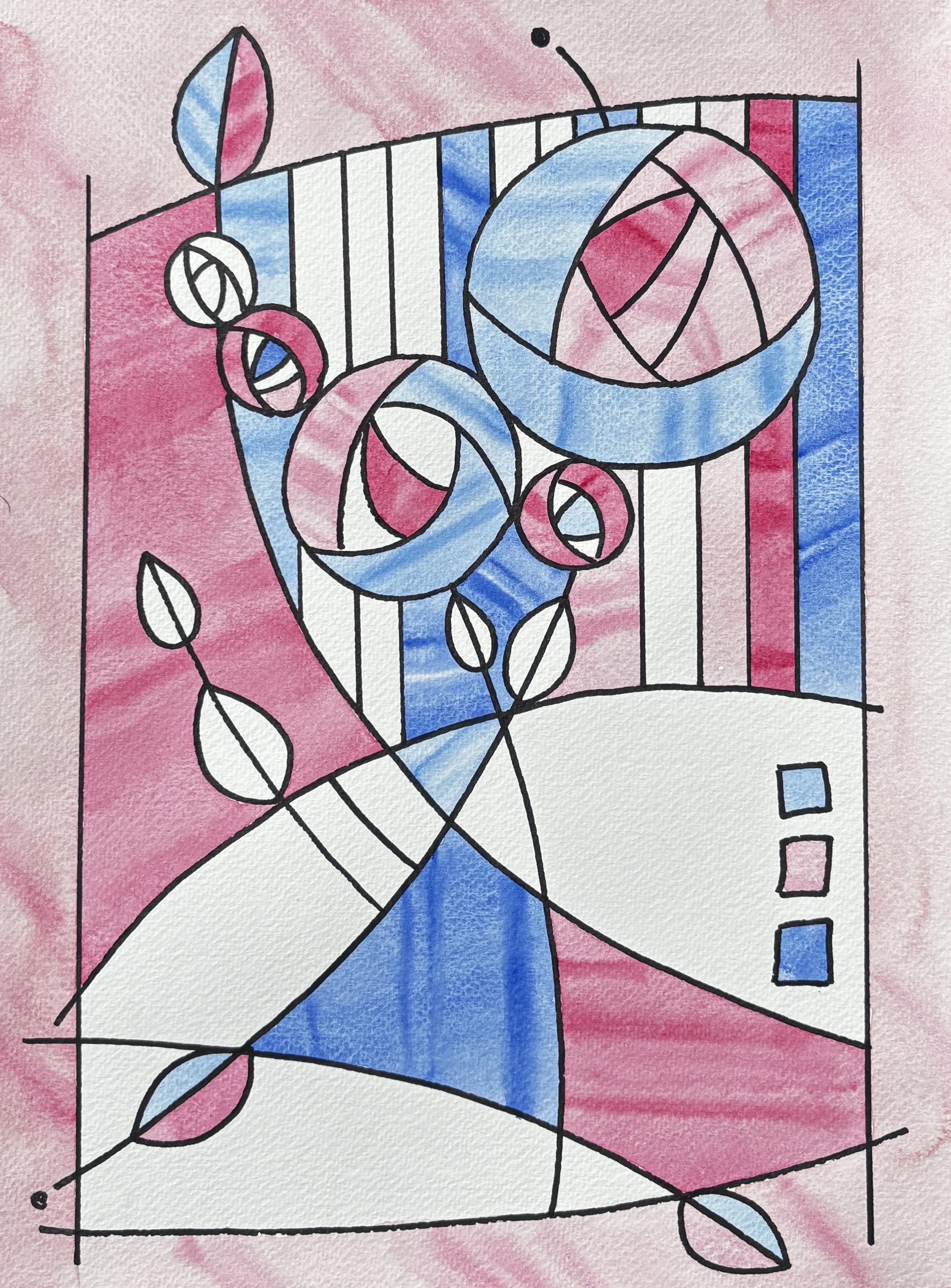 RENNIE MACKINTOSH STAINED GLASS WINDOW