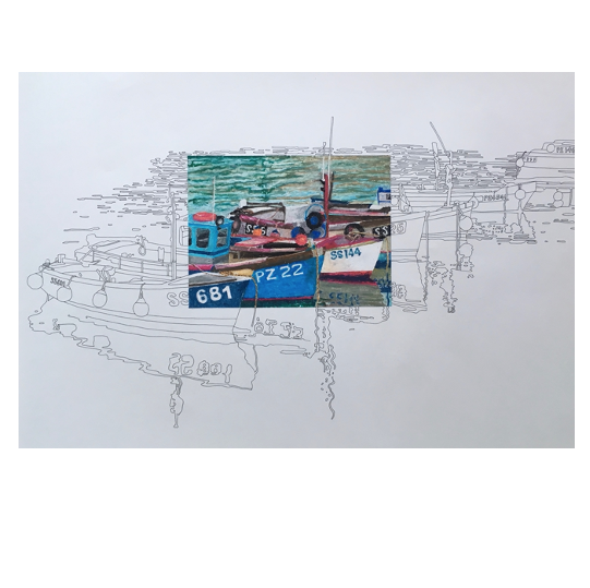 ST IVES HARBOUR I - OIL PASTEL ON PAPER - SOLD