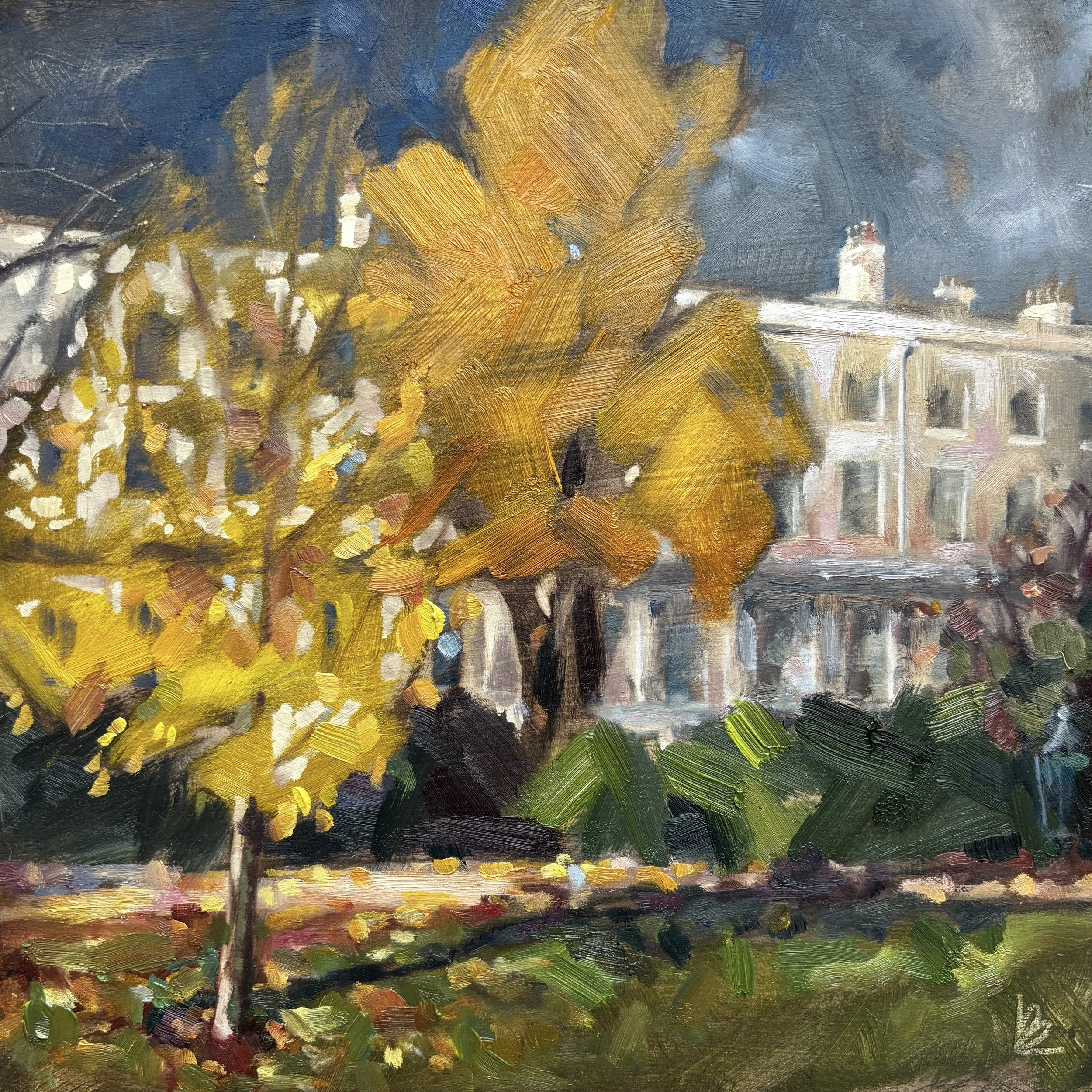 SPARKS FLY. 8” x 8” oil on board NFS