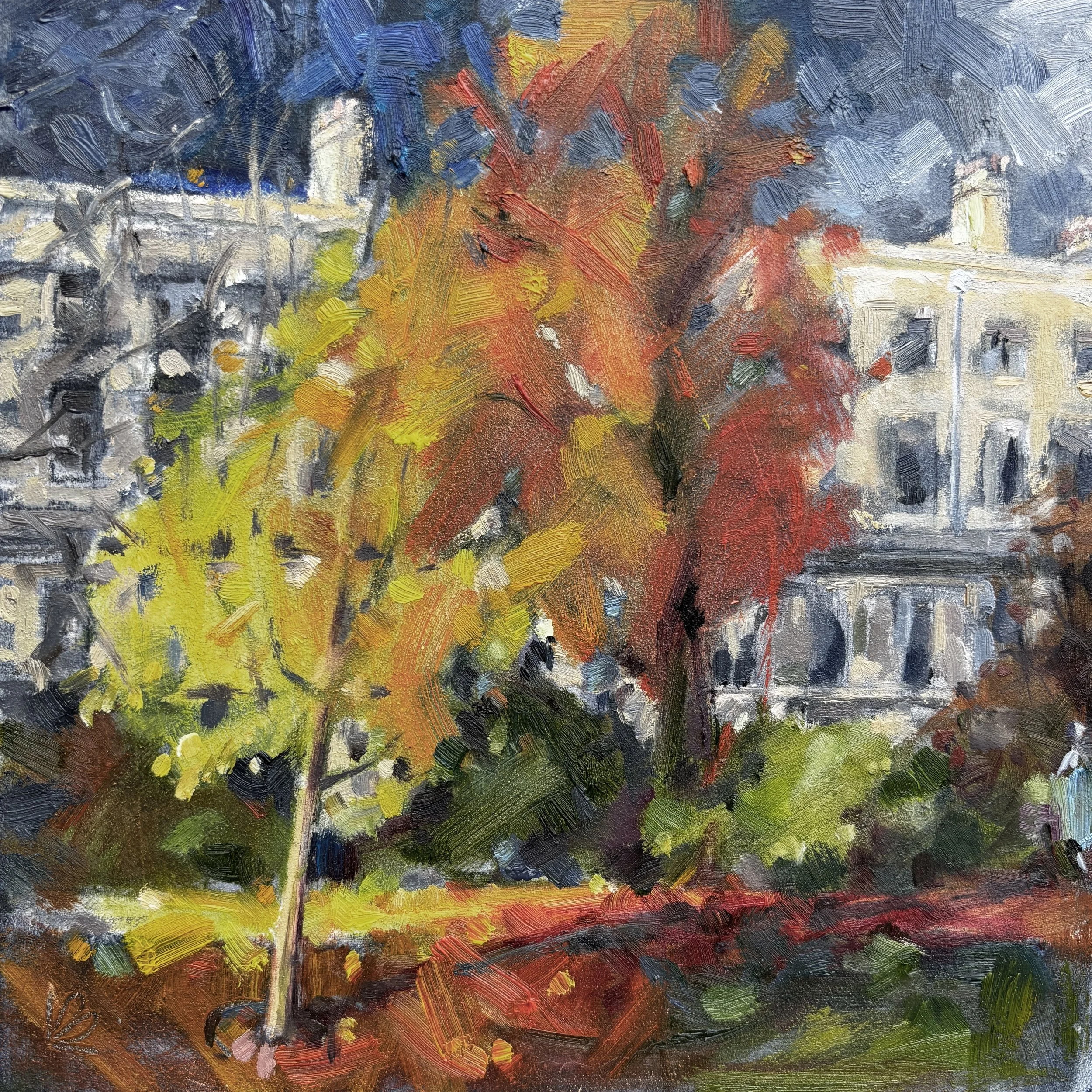 PLAYING WITH FIRE 8" x 8" oil on board NFS