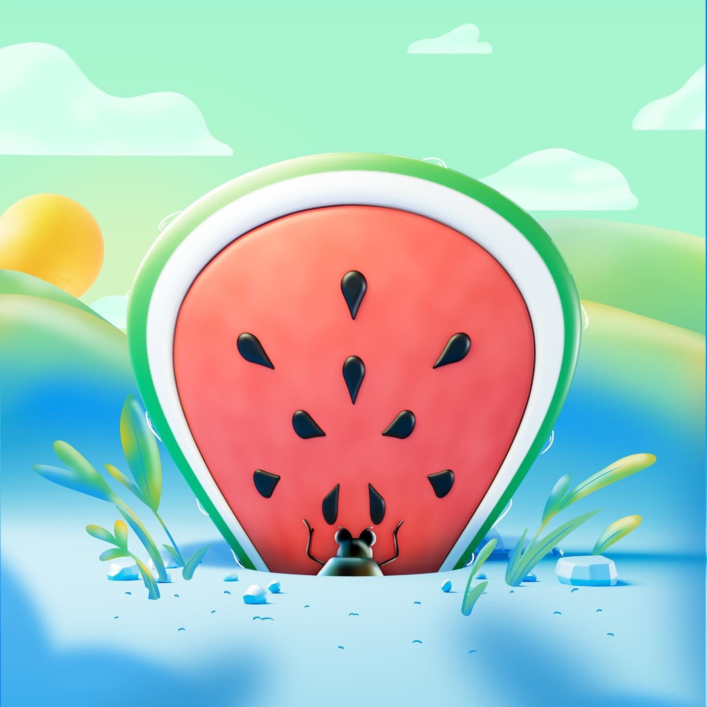 It was such a pleasure being part of this summery collab with the lovely team at @ordinaryfolkco. I got to concept and design this watermelon hungry beetle world 🍉 🪲 
.
.
.
#maxonc4d #redshift #3dillustration #artdirection #styleframes #digitalart 