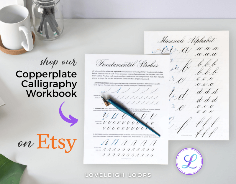Etsy calligraphy workbook