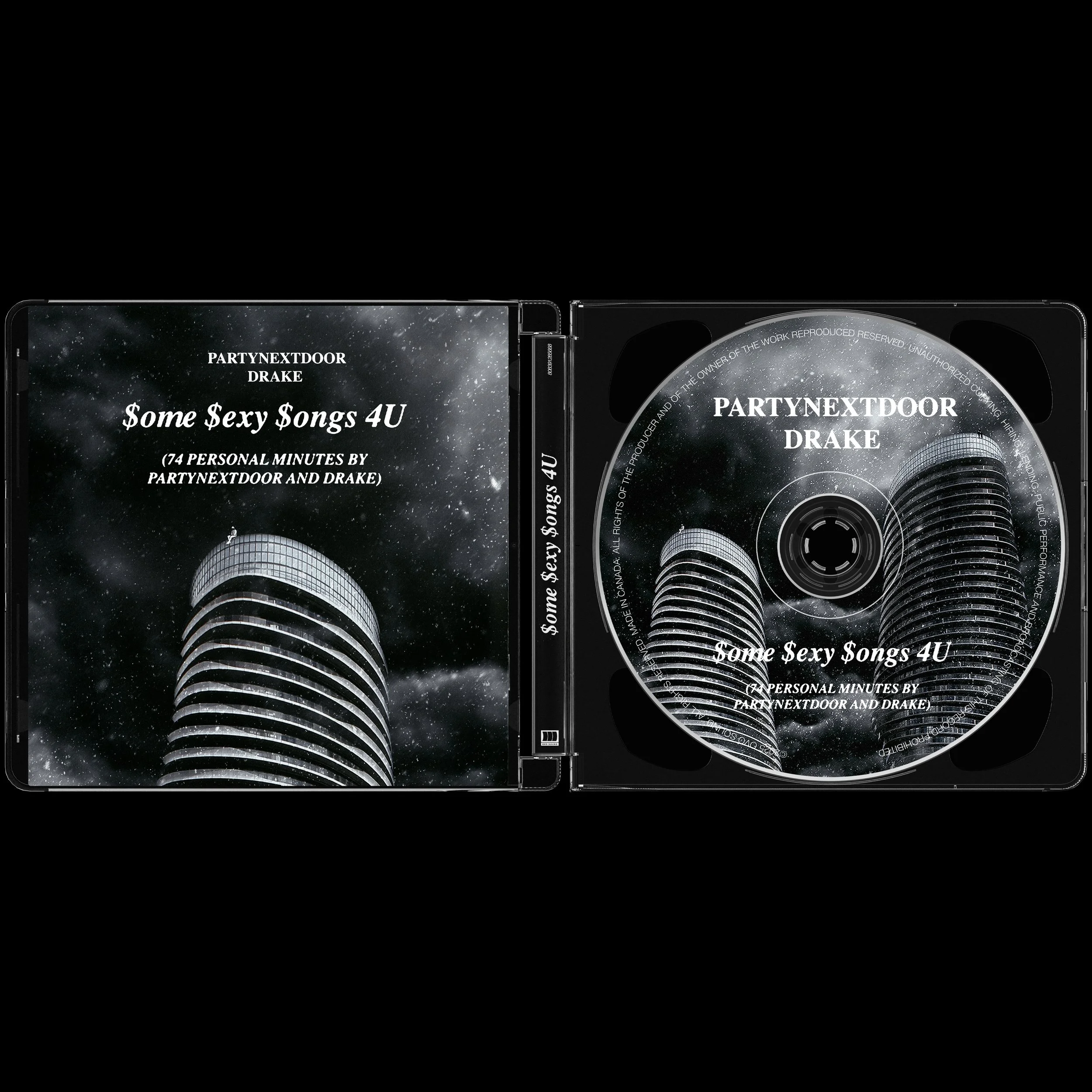 Open super jewel box CD case Photoshop mockup with interior artwork