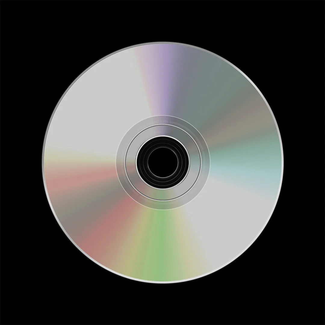 Back of a compact disc mockup for realistic CD packaging design