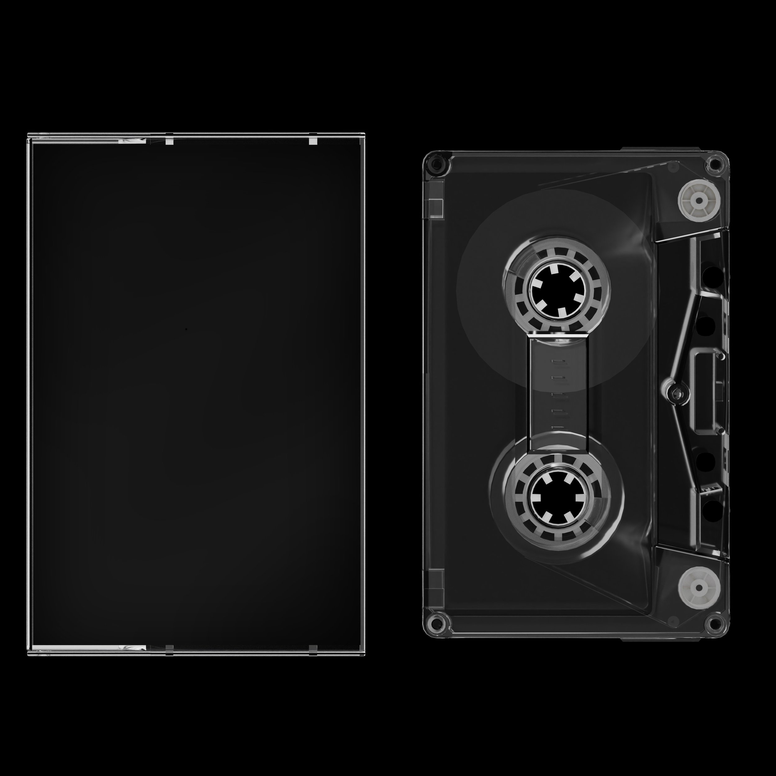 Cassette tape case mockup PSD showing an alternative packaging view