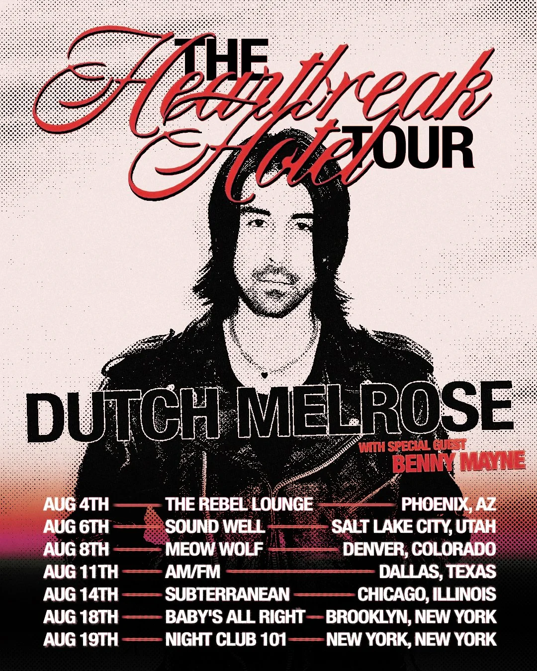 Dutch Melrose & Benny Mayne The Heartbreak Hotel Tour Poster by Bandicoot Design