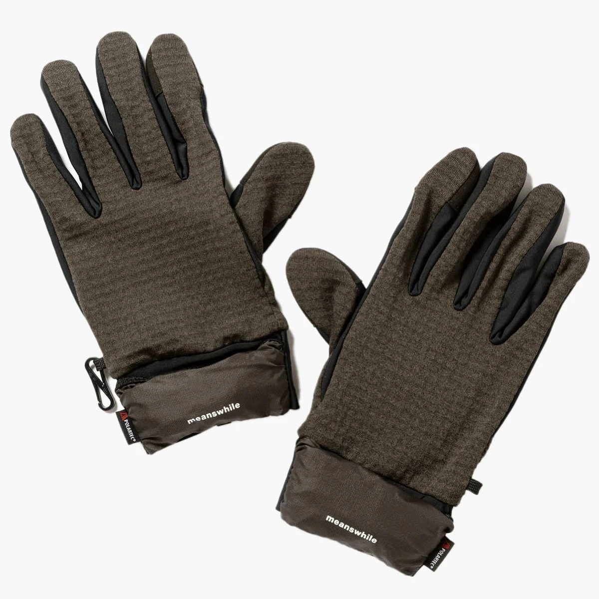 @meanswhile - Polartec&reg; Fleece Overwrap Gloves.

Overwrap gloves featuring @polartecfabric Power Grid&trade;, a lightweight fleece base layer designed to optimize and regulate body temperature. The proprietary grid fabric construction bi-componen