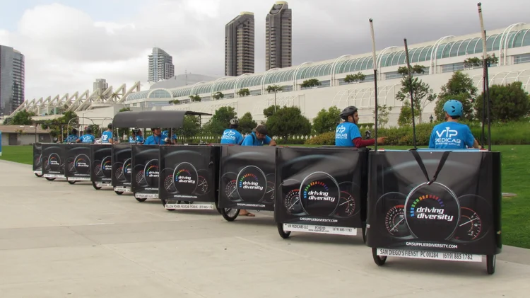 Wrapped fleet outside the convention center