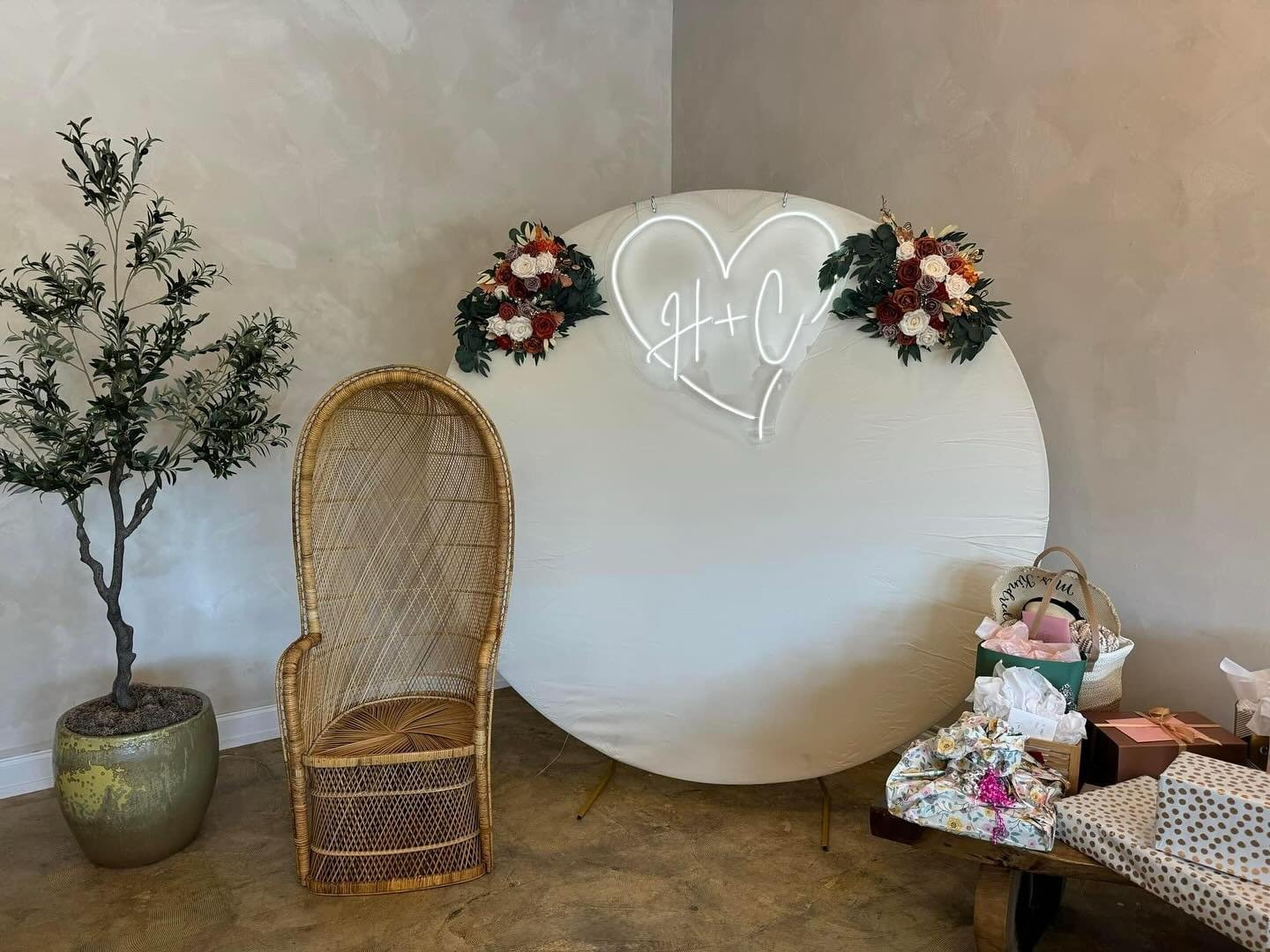 Neon signs are the perfect + our favorite addition to a backdrop for a special occasion! Even better? They're handmade &amp; locally made by our team here at Stage Right! 💕