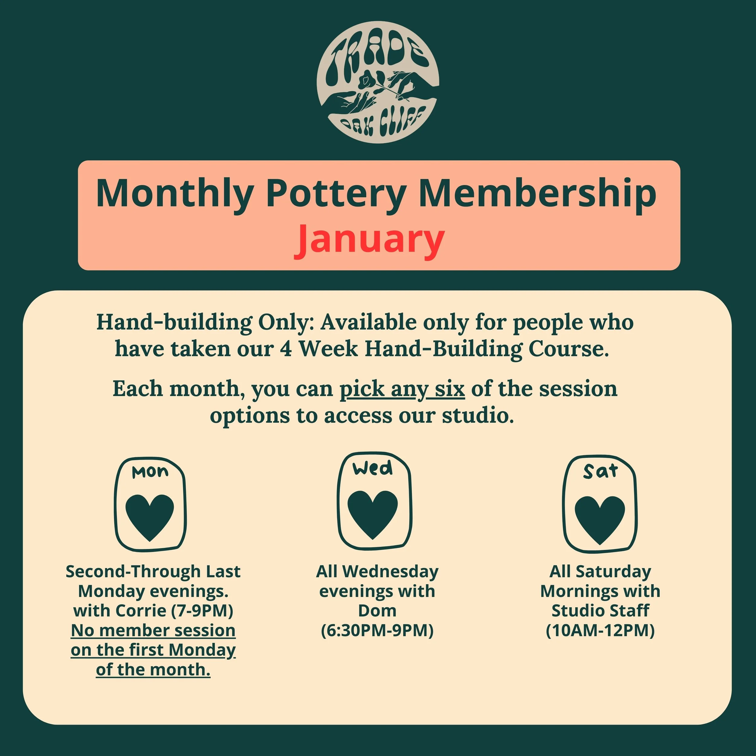 Monthly Trade Oak Cliff Pottery Membership - February ( NO MEMBERSHIP THIS MONTH) READ CAPTION FOR SUGGESTION