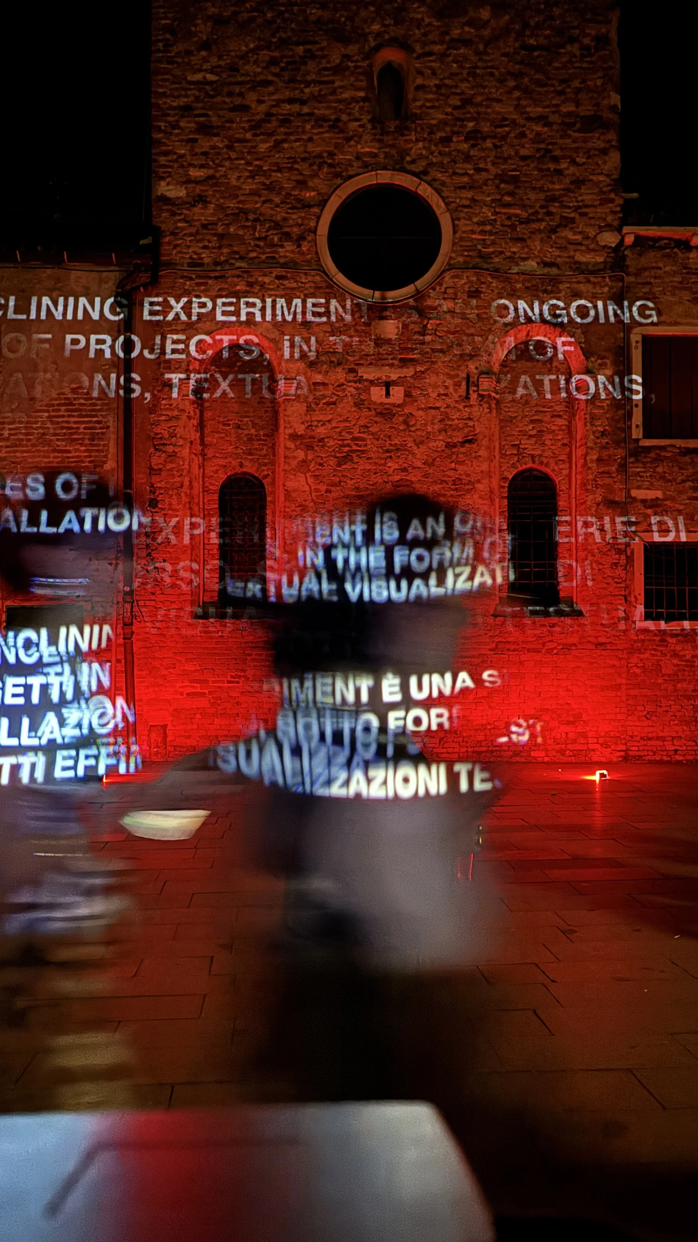 INCLINING EXPERIMENT MANIFESTO — time-based textual poetiks on church wall