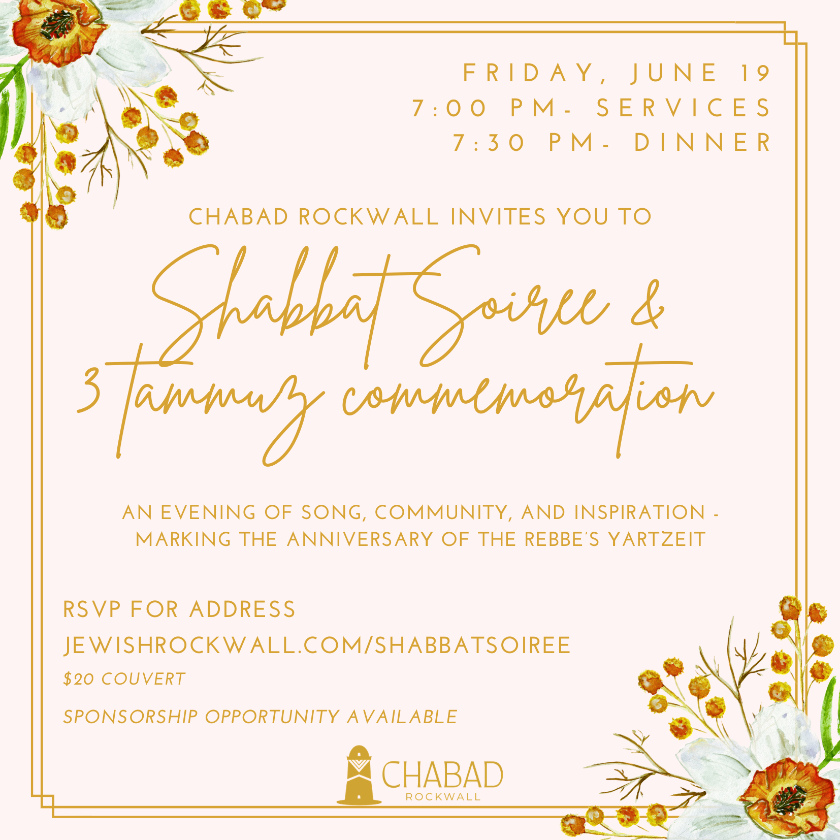 Shabbat Soiree - Community Dinner (marking the 3rd of Tammuz)