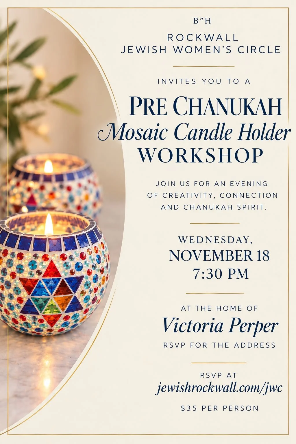 Pre-Chanukah Mosaic Candle Holder Workshop
