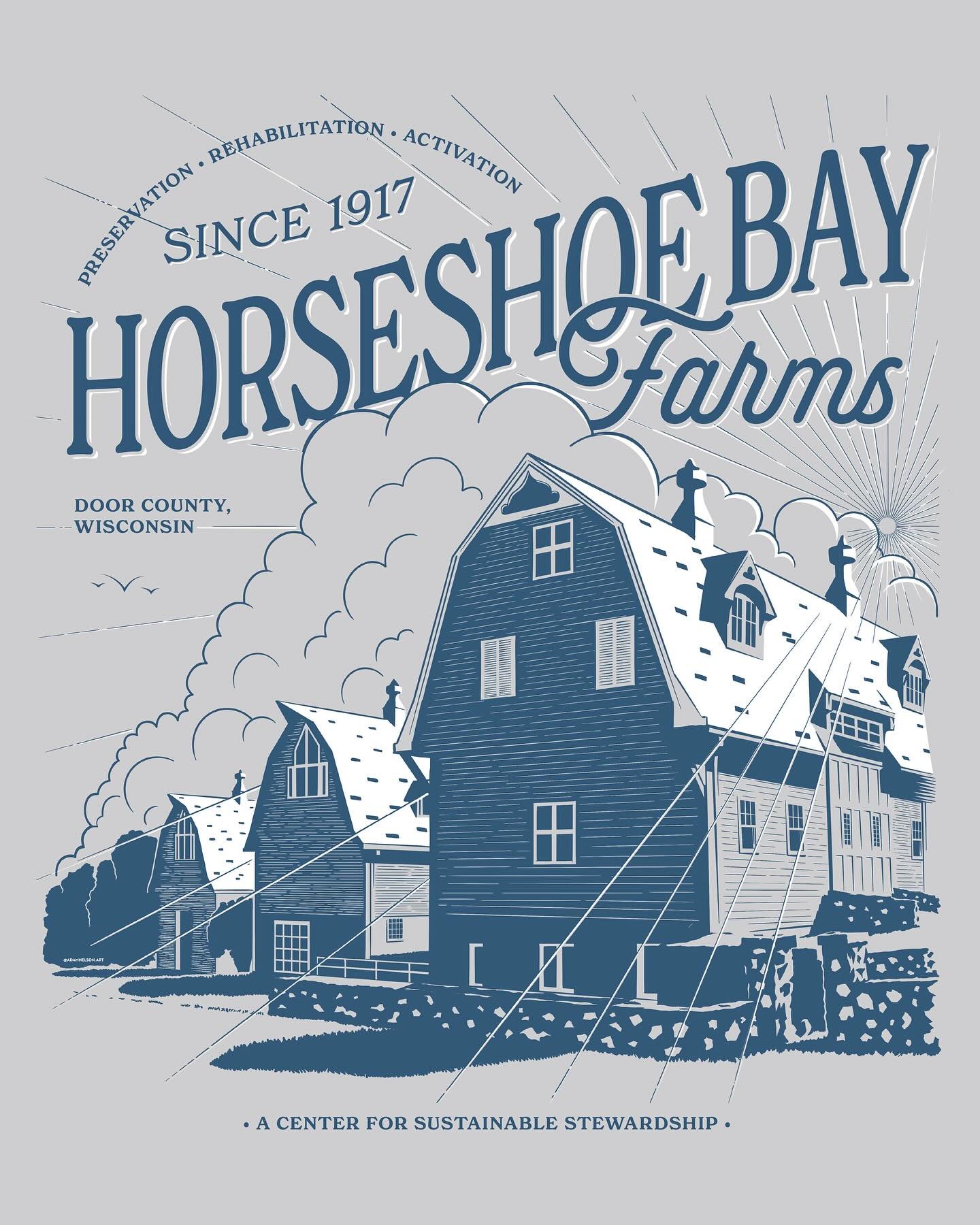 Horseshoe Bay Farms has been a Door County icon since 1917&mdash;a pioneering dairy farm that still stands as a testament to preservation and history. Which makes me extra proud to bring this legacy to life through illustration 😁

#HorseshoeBayFarms