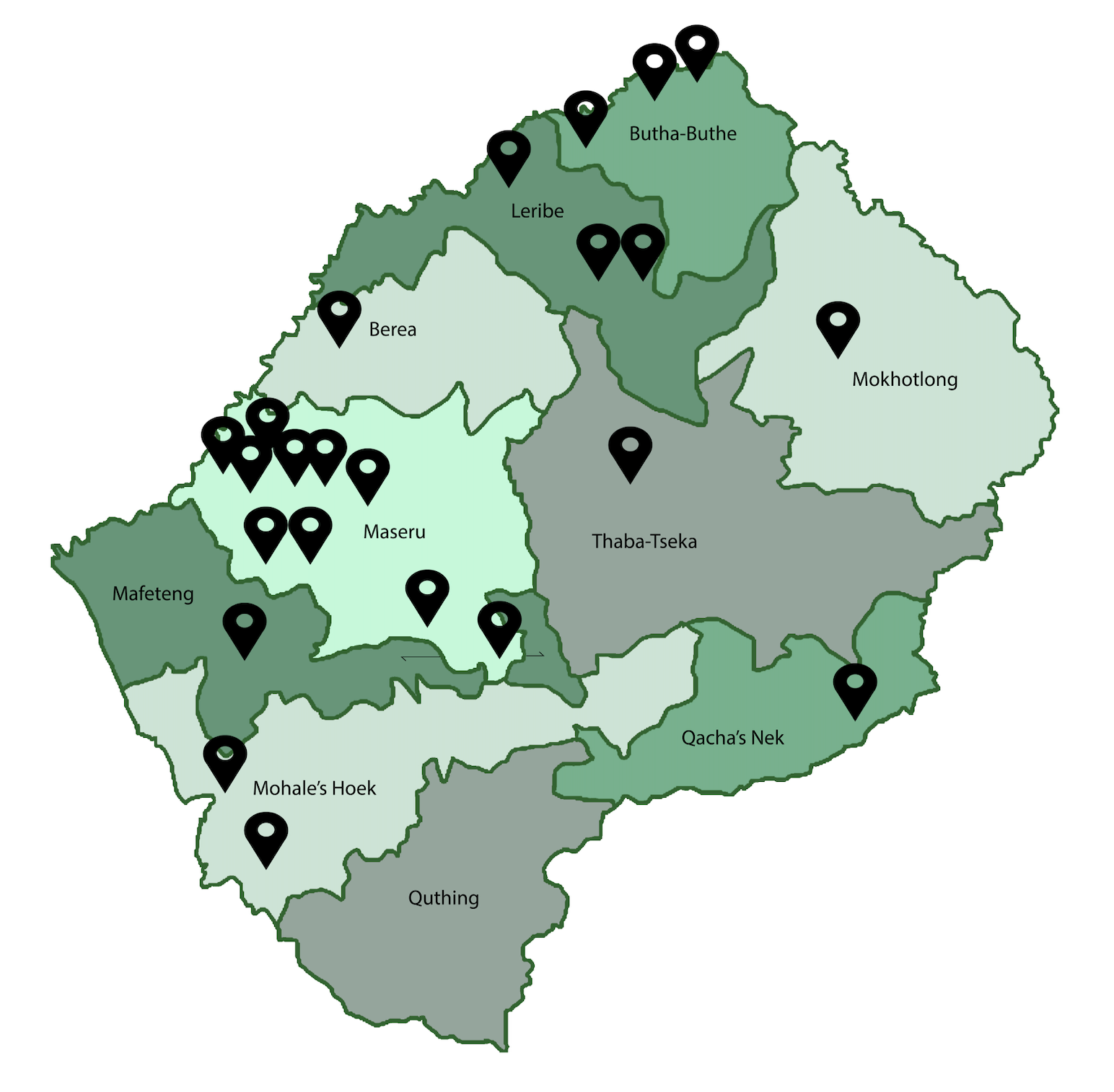 Locations of all our partners in Lesotho