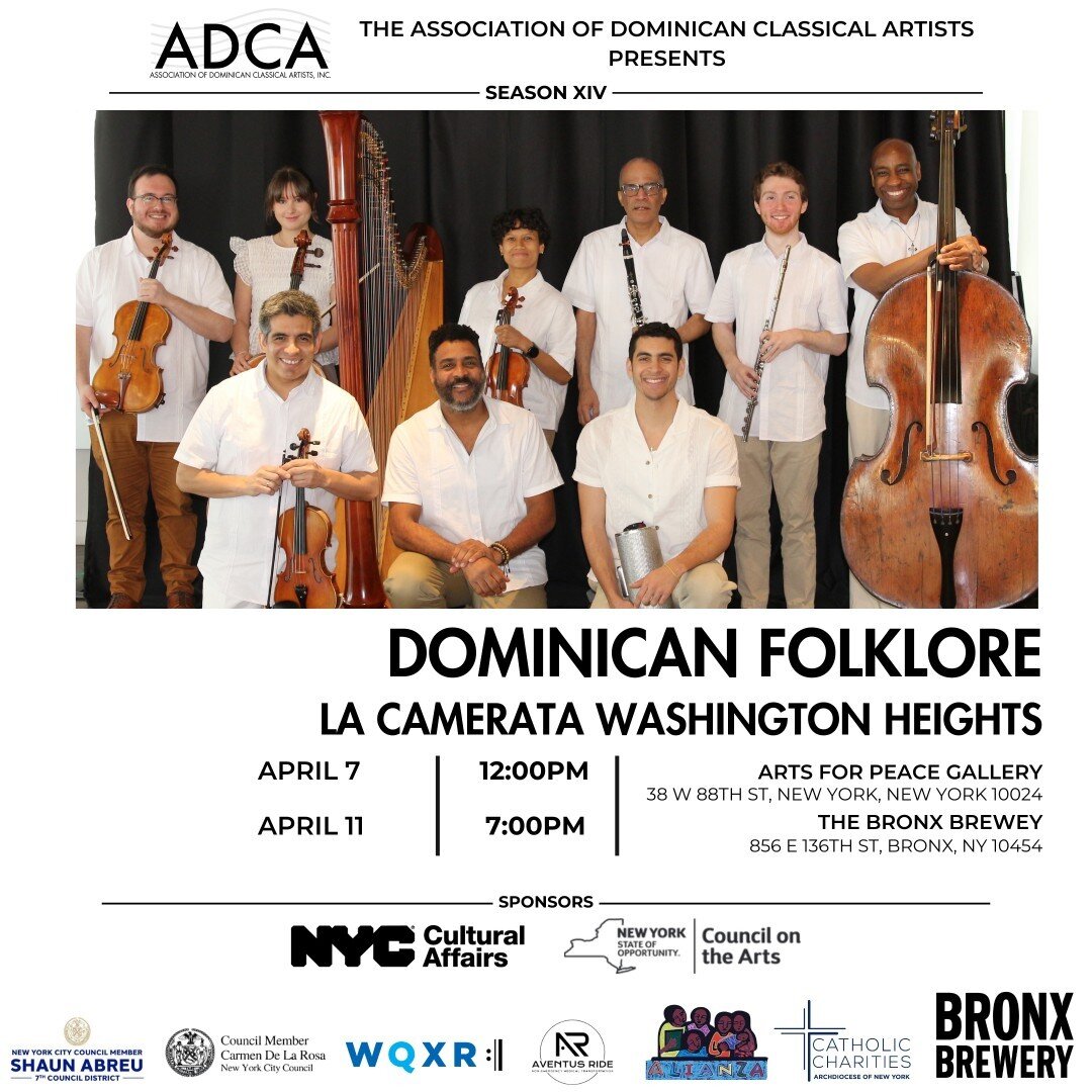 After a successful first concert at Alianza Dominicana, we would like to share with you our next two concerts!

April 7th, 12:00pm at Arts for Peace Gallery
April 11th, 7:00pm at The Bronx Brewery

For our concert at the Bronx Brewery, please registe