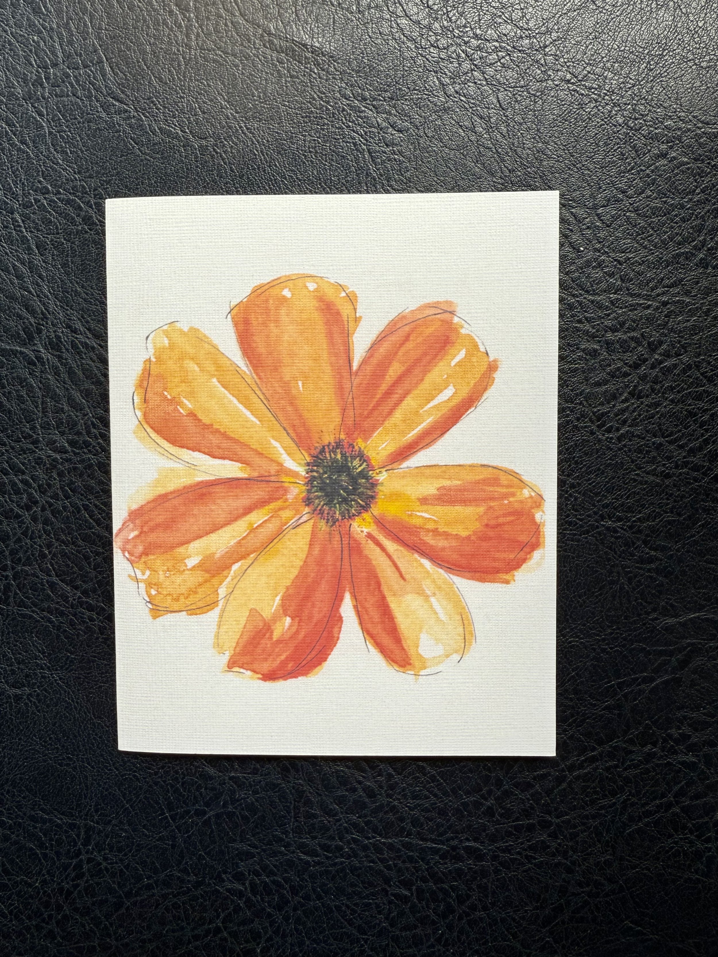 Abstract Flower Orange & Red Blank Card
