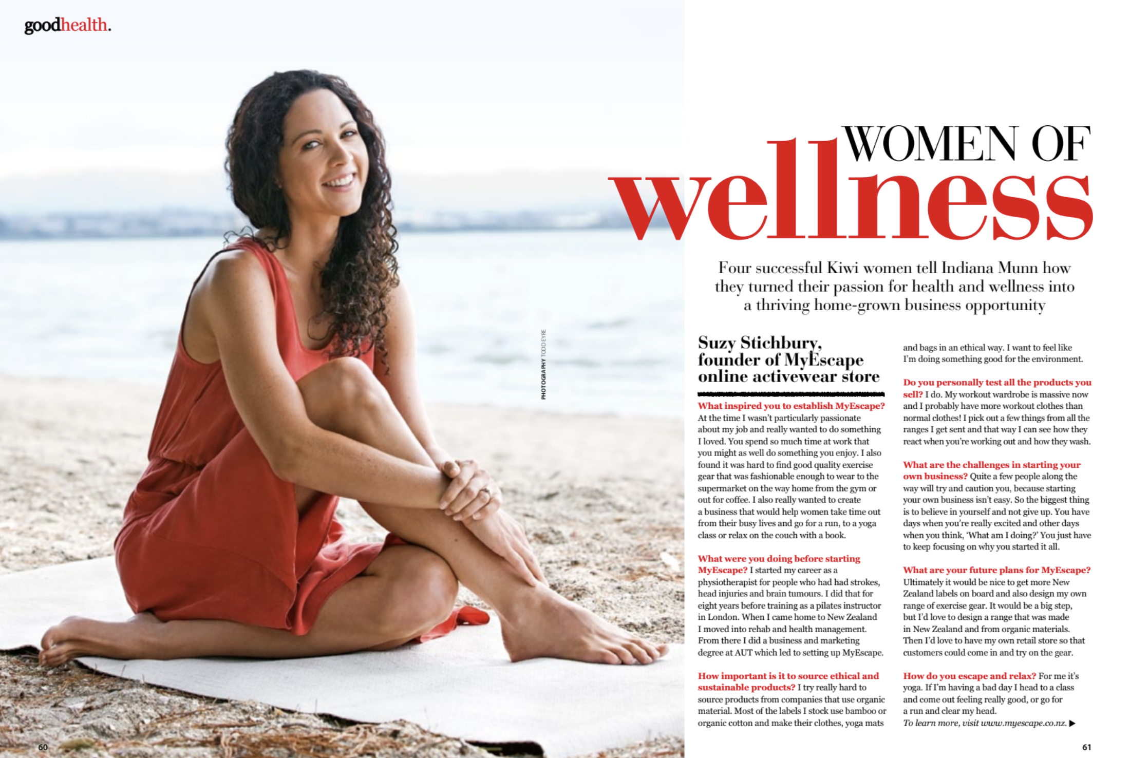 MAGAZINE WRITING: An article on wellbeing female entrepreneurs for Good Health & Wellbeing magazine. 