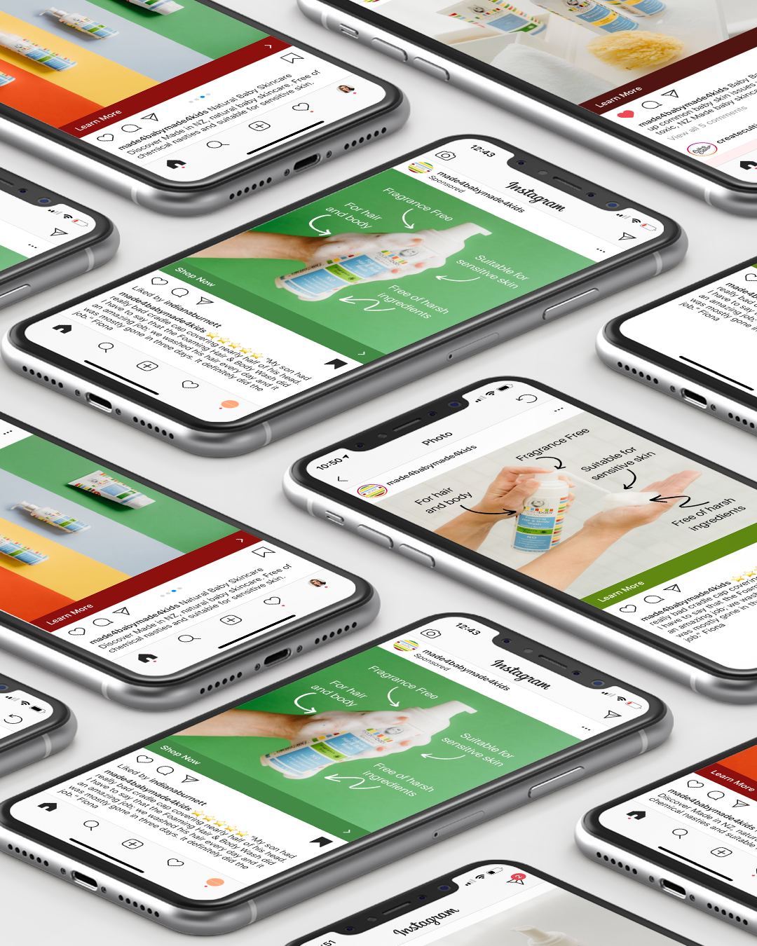 SOCIAL MEDIA AD CAMPAIGNS: A social media conversion and retargeting ad campaign for my e-commerce client Made4Baby. 