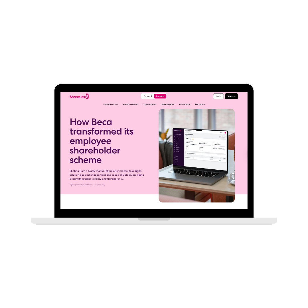 Sharesies case study article for Beca - Indiana Burnett Marketing