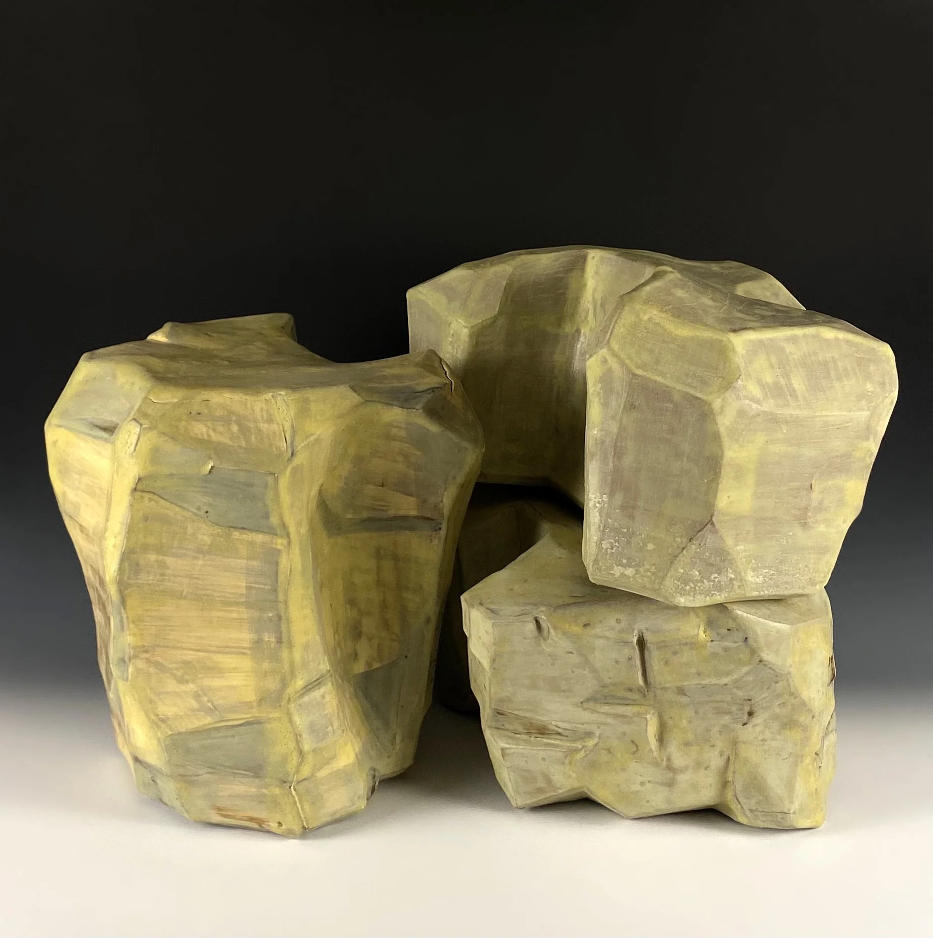 "Stacked", H15" x W4" x D8", 2022, stoneware, slip, glaze, cone 6 oxidation 