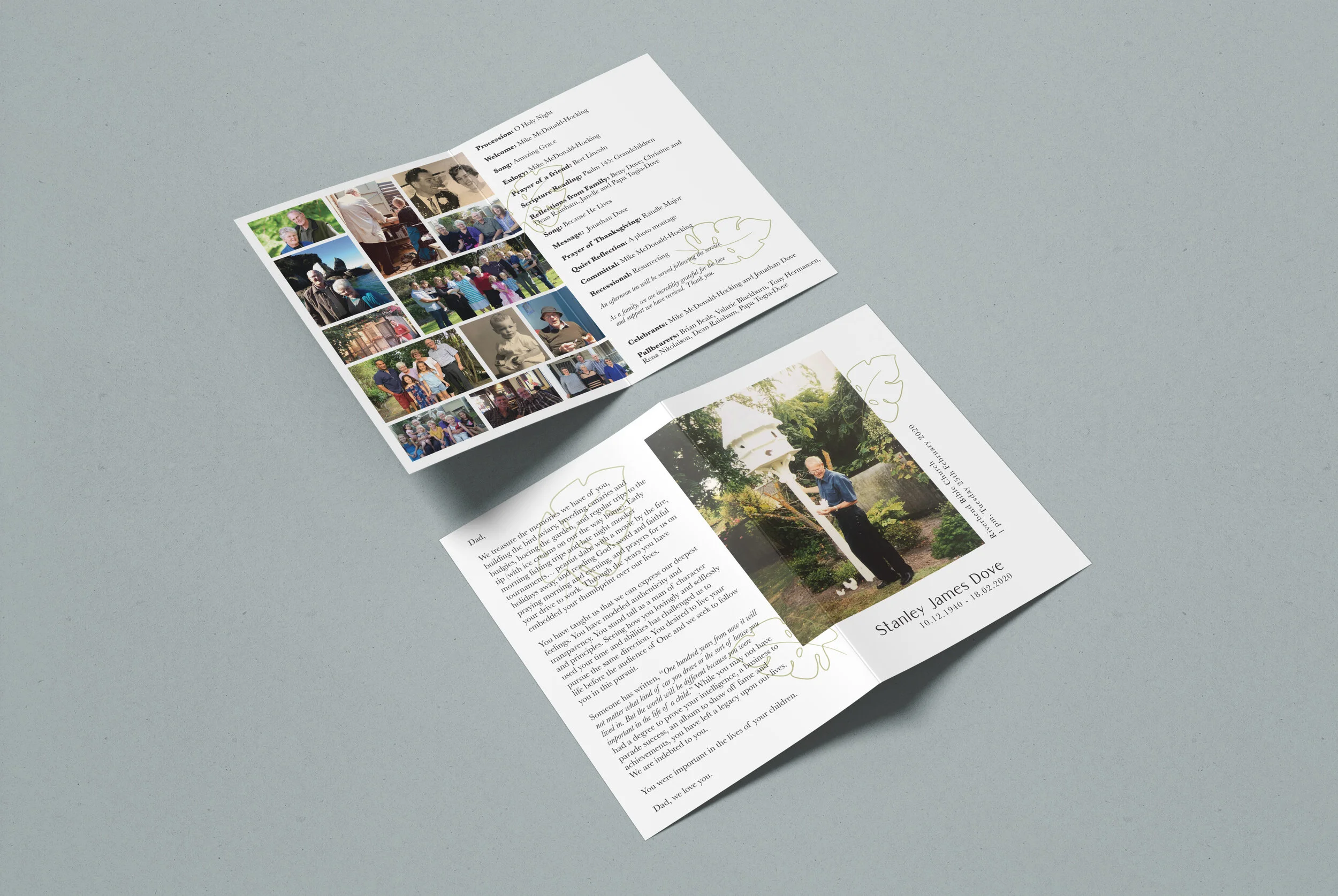 Jonathan Dove | A5 Funeral Brochure