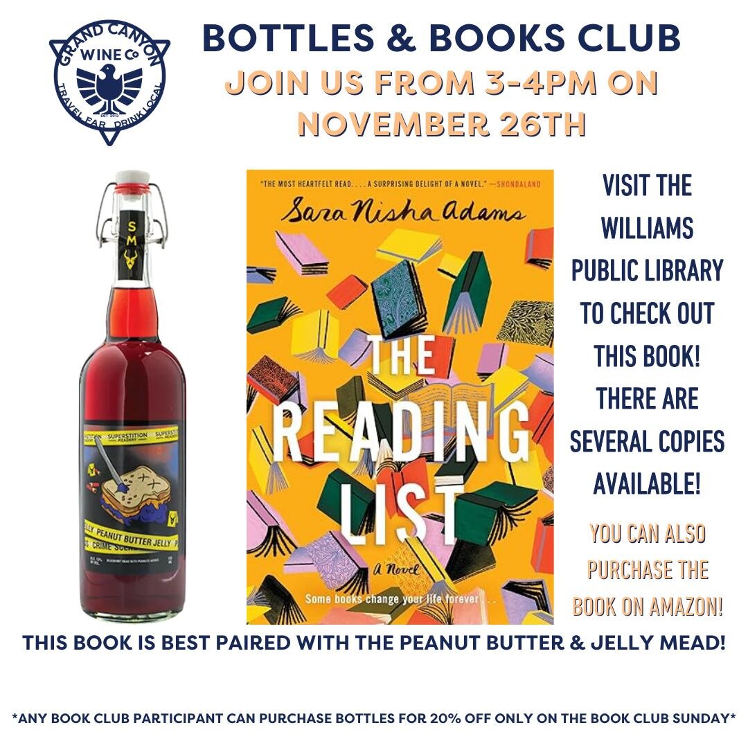 We know you've been asking...so here are our next two books for November and December's Bottles &amp; Book Club! If you haven't had the chance to join us yet, we'd love to have you! Purchase or rent the book from the library, read and enjoy some wine