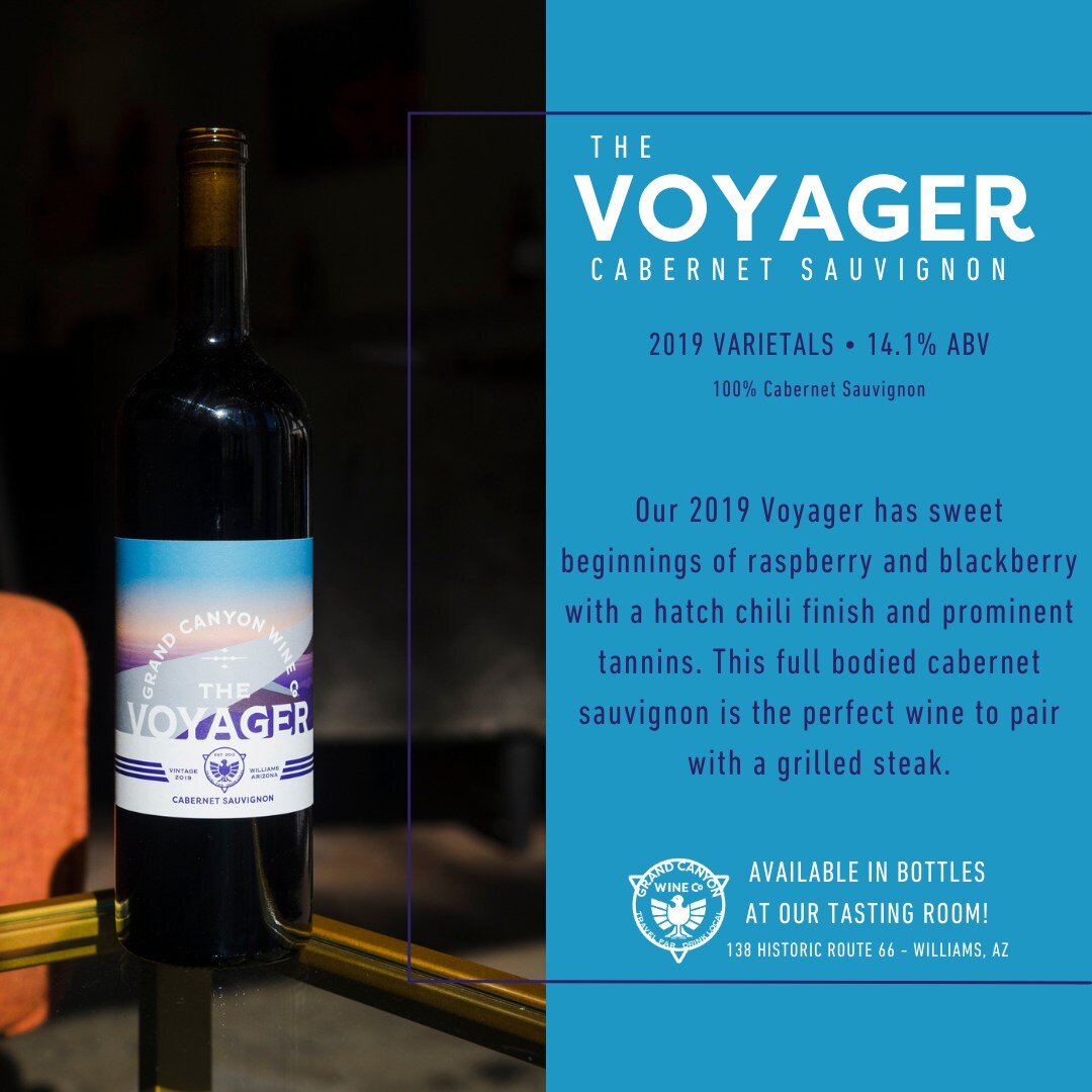 Looking for the perfect dinner wine? Look no further! Our 2019 Voyager Cab is the perfect wine for you next steak dinner 😋 Stop by the tasting room to grab a couple bottles 🍷
&bull;
&bull;
&bull;
#localazwine #arizonawine #travelingiswhatwedobest #