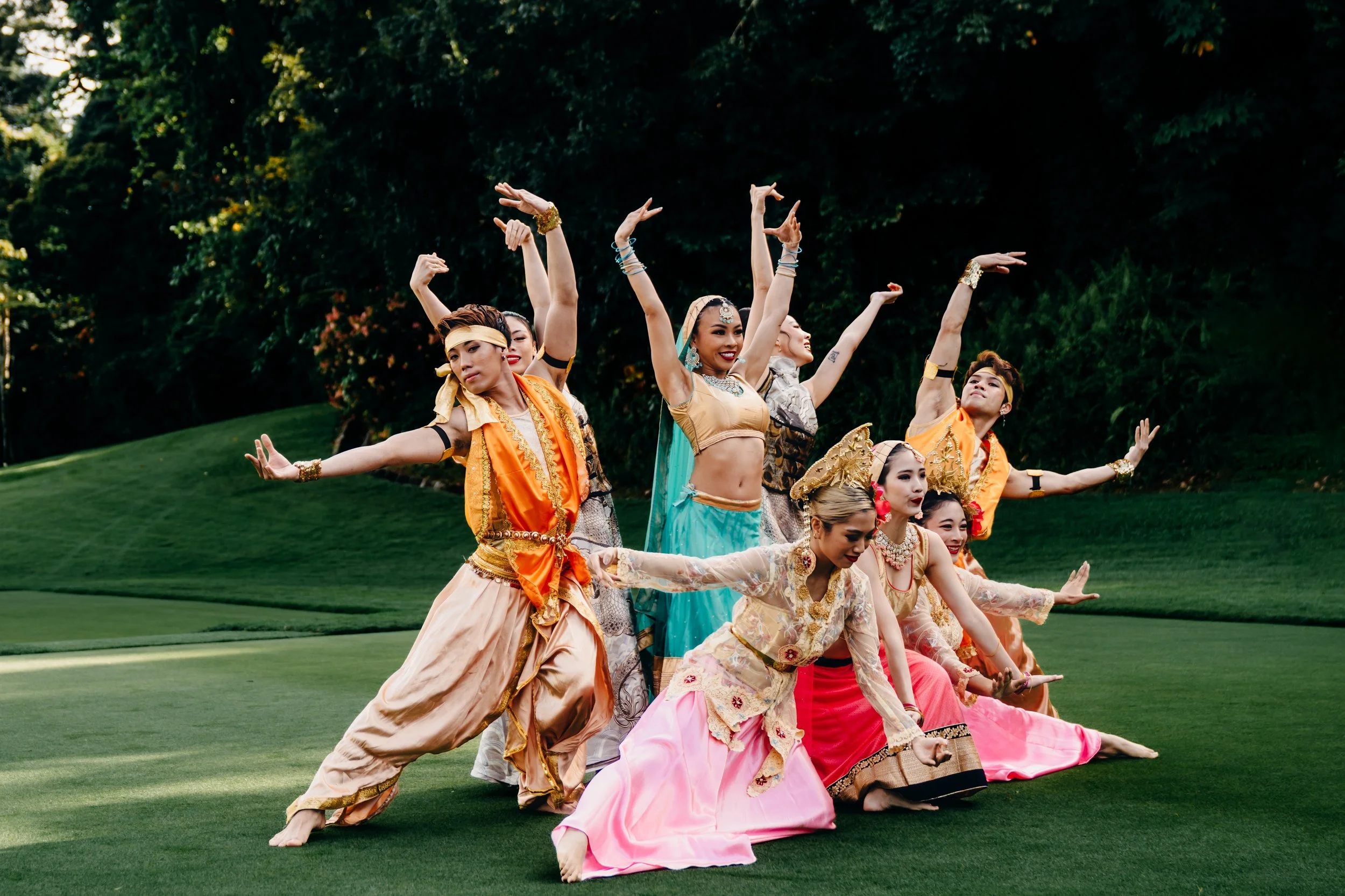 Live performance by BPM Productions Hong Kong at LIV Golf HK, showing dancers in action during the international golf tournament's entertainment program.