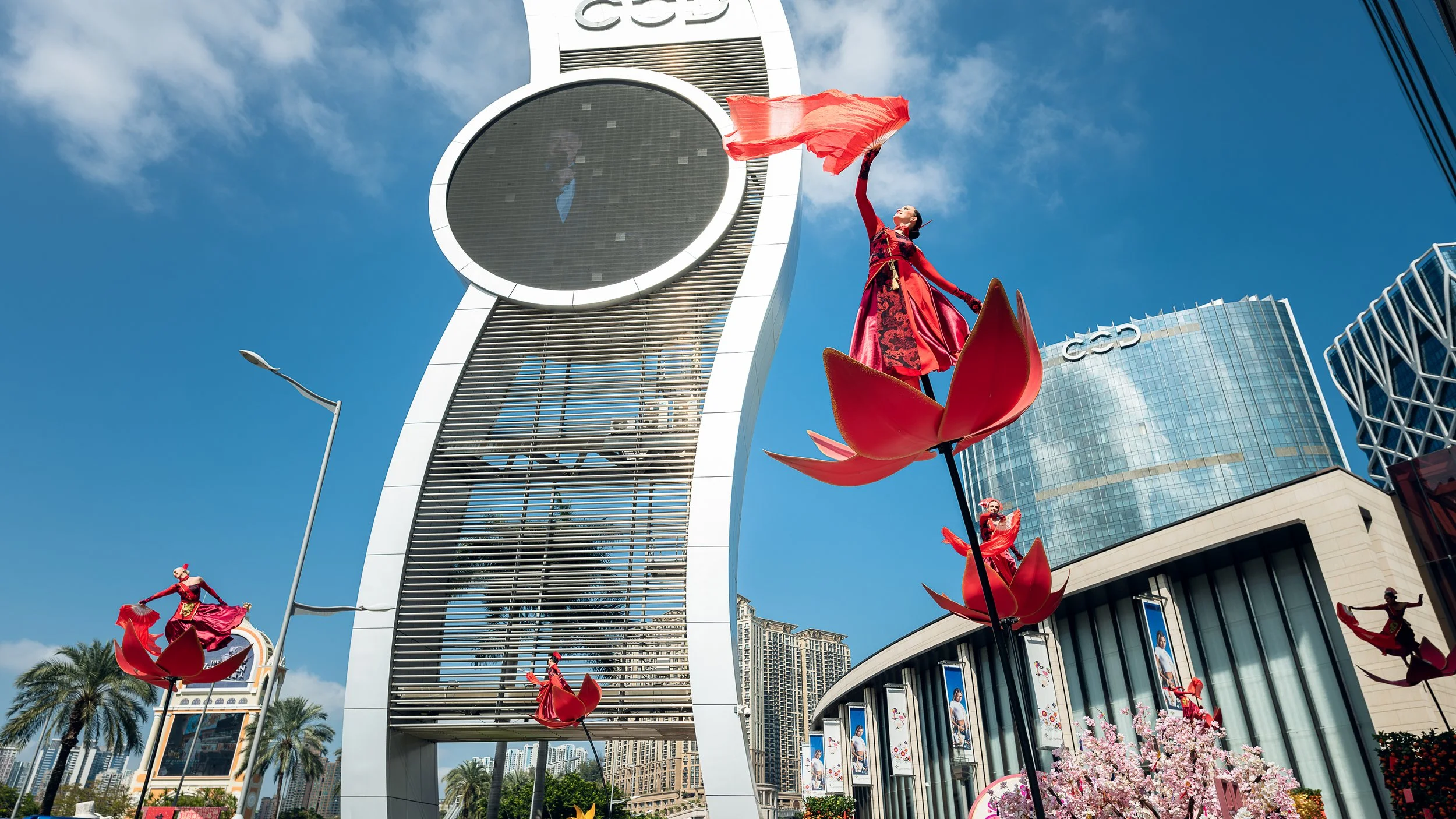 Outdoor event entertainment at City of Dreams (COD) Macau featuring a specialized BPM Sway Pole performance.