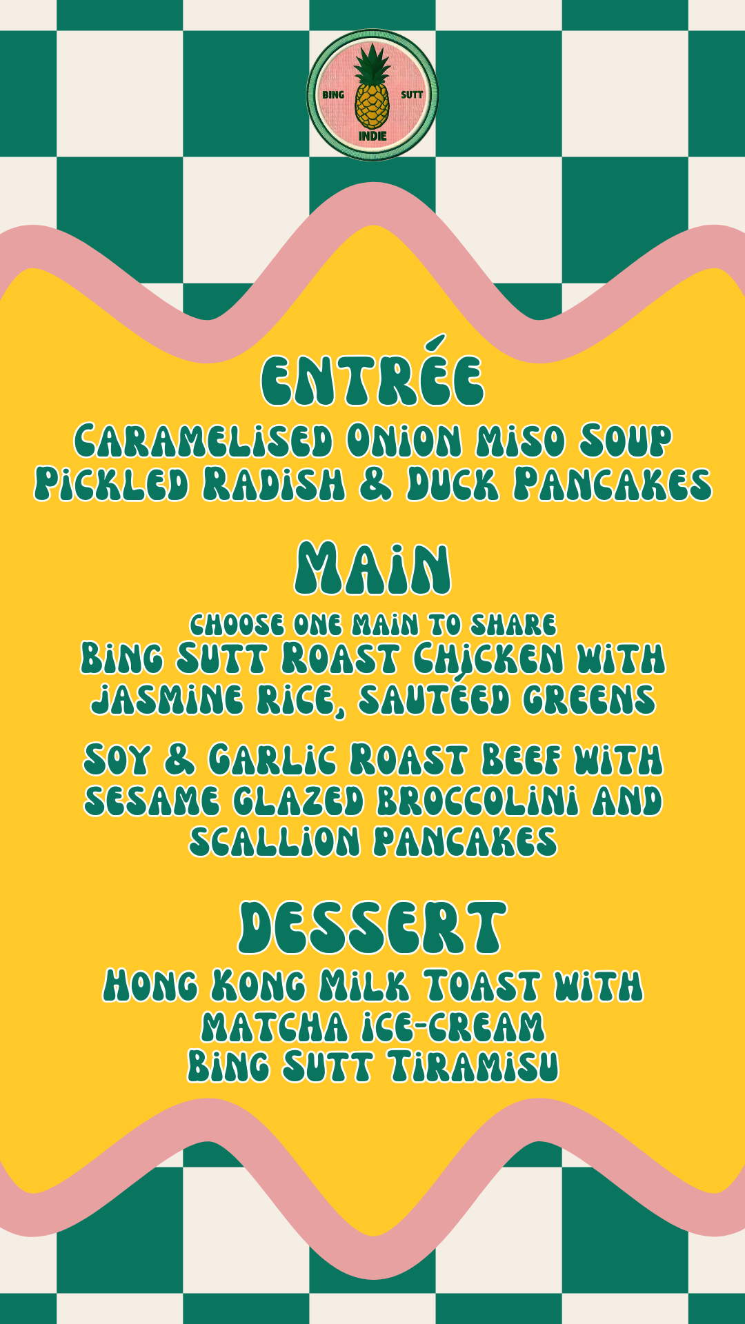 Sunday Roast Bing Sutt Menu