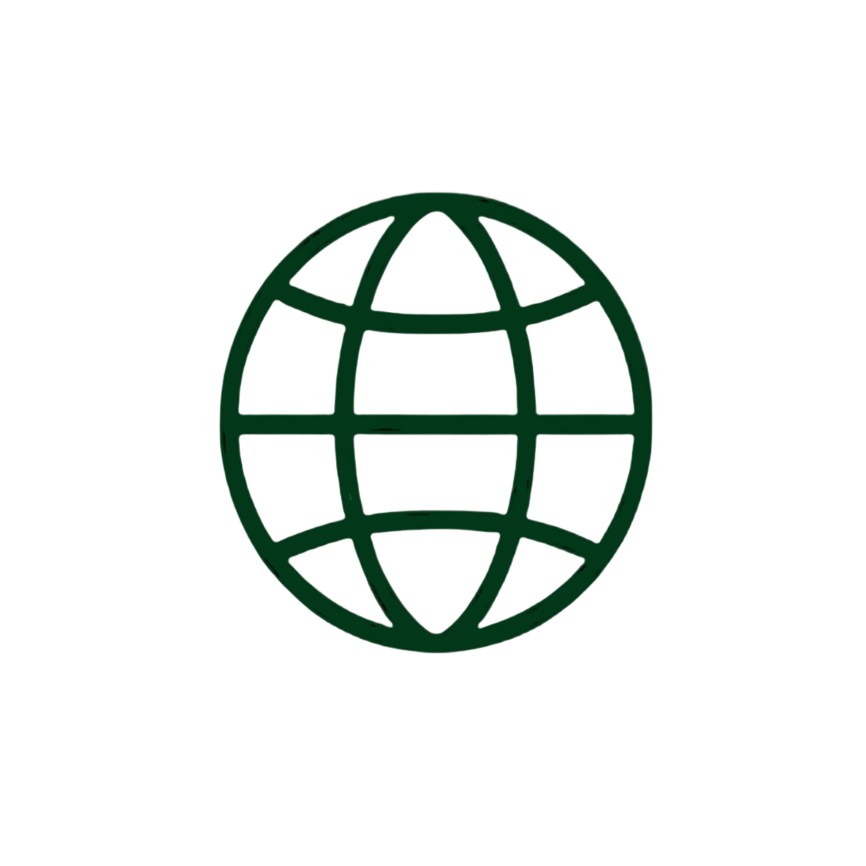 A 3D digital illustration of a globe with a grid pattern, emitting a horizontal gray light beam to the right.
