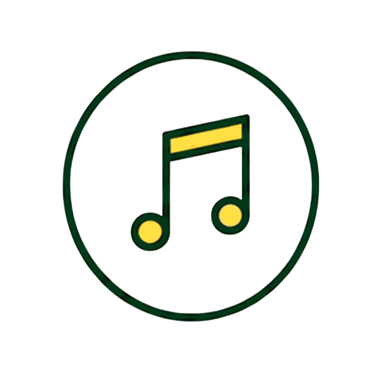 Music note icon inside a green play button